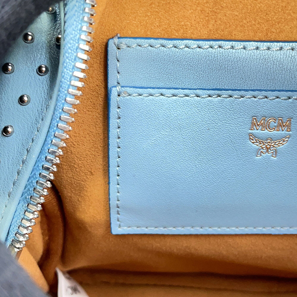 Mcm Light Blue Leather Backpack (Pre-Owned)
