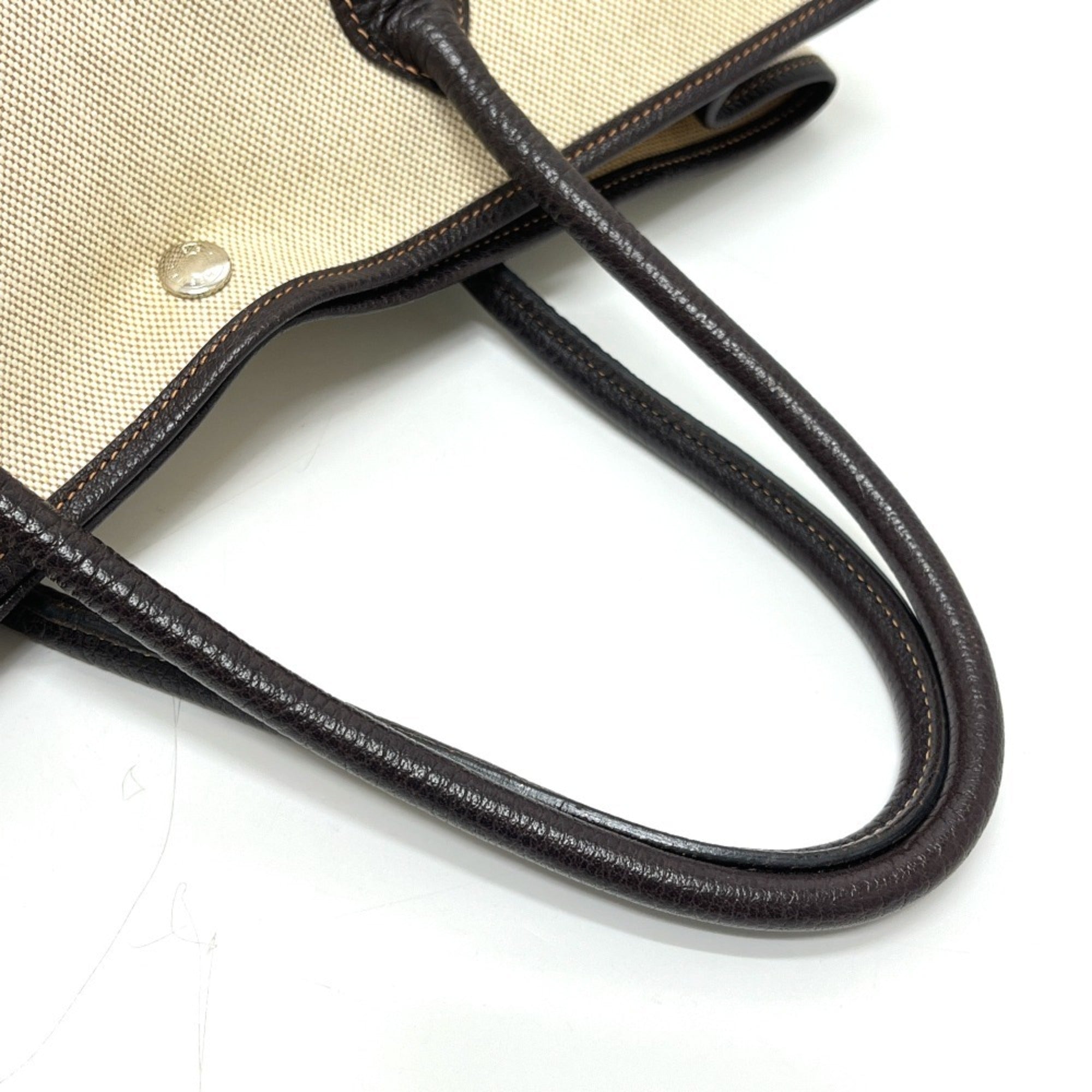 Hermes Beige Brown Toile H Leather Handbag Tote Bag (Pre-Owned)