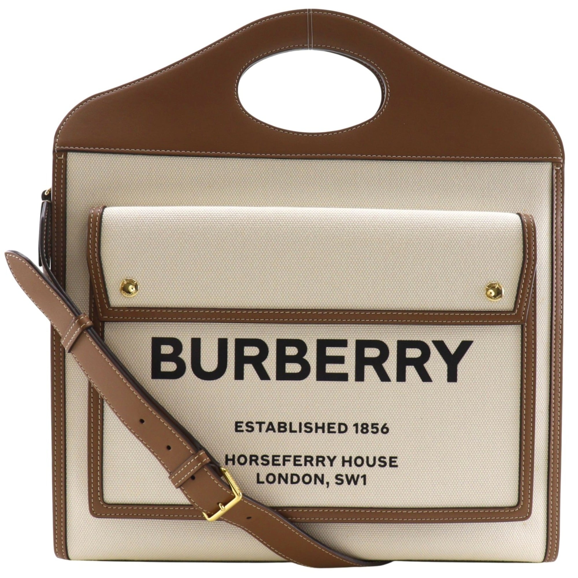 Burberry Brown Canvas Leather Handbag (Pre-Owned)