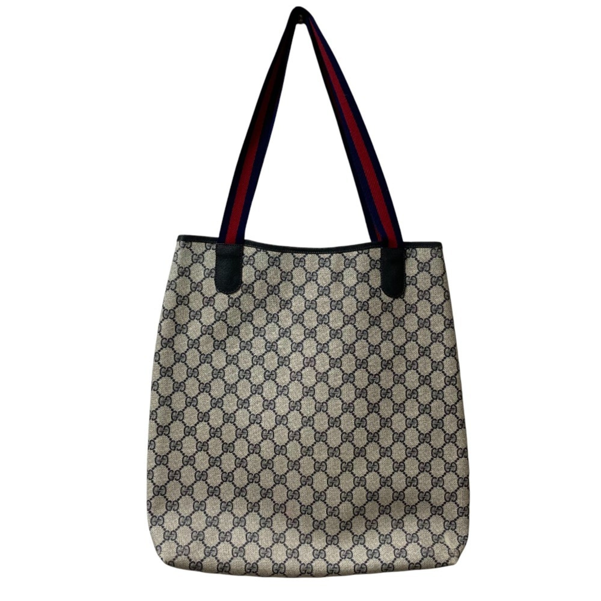 Gucci Gray Navy Gg Plus Tote Bag (Pre-Owned)