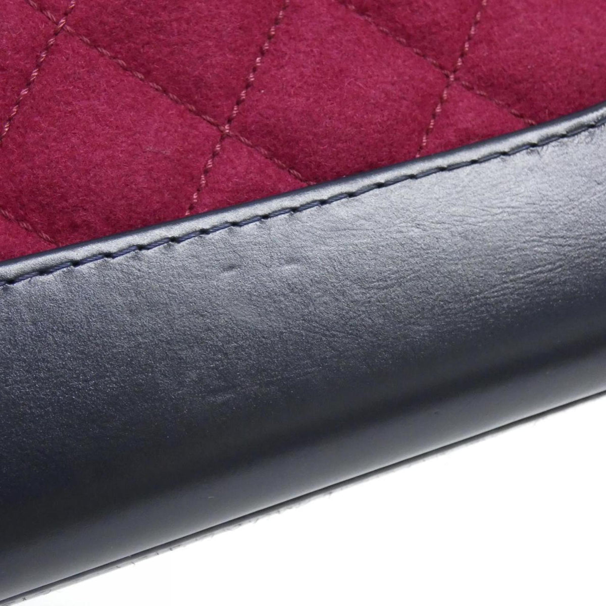 Chanel Bordeaux Navy Red Color Felt Leather Shoulder Bag (Pre-Owned)
