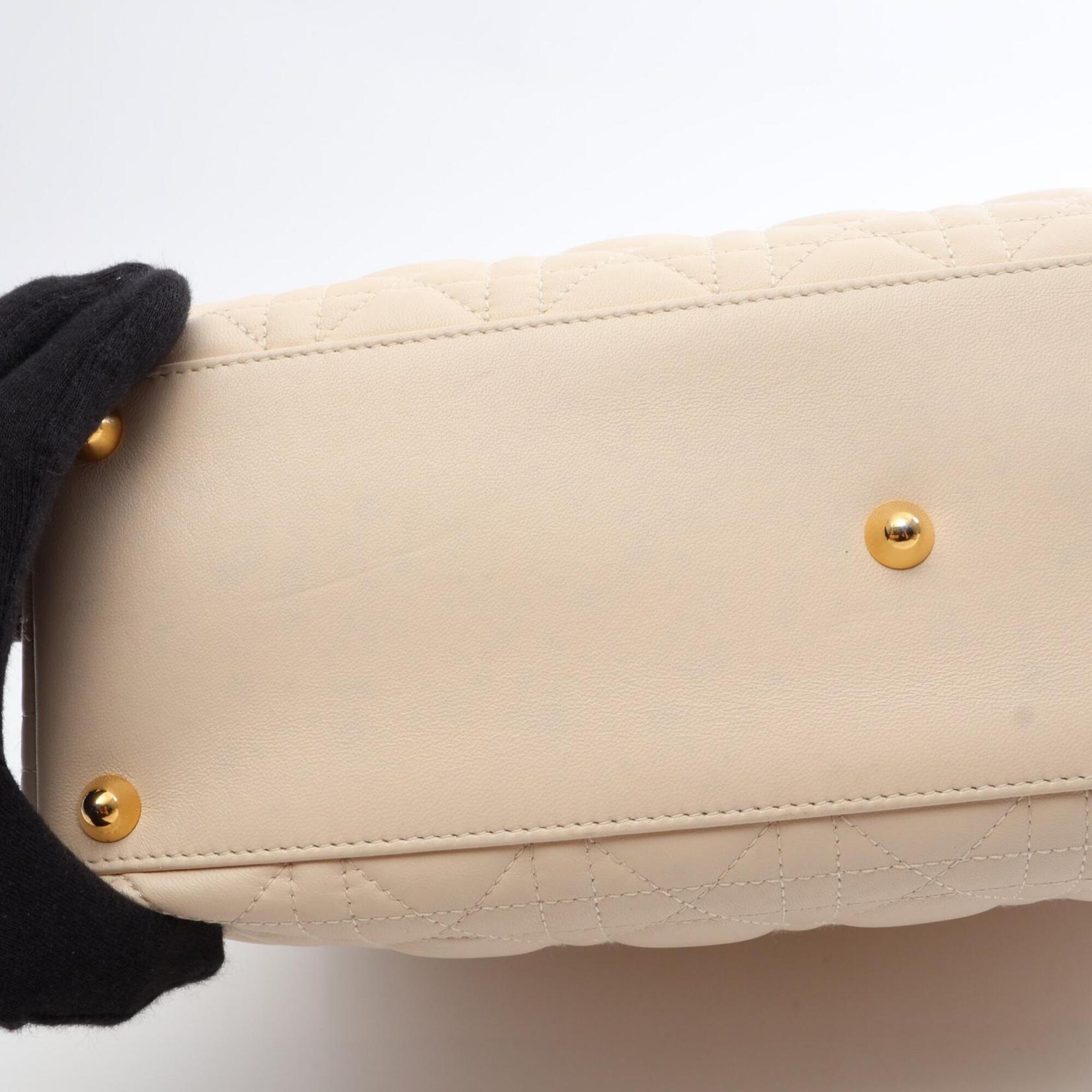 Christian Dior Lady Dior Ivory Leather Handbag (Pre-Owned)
