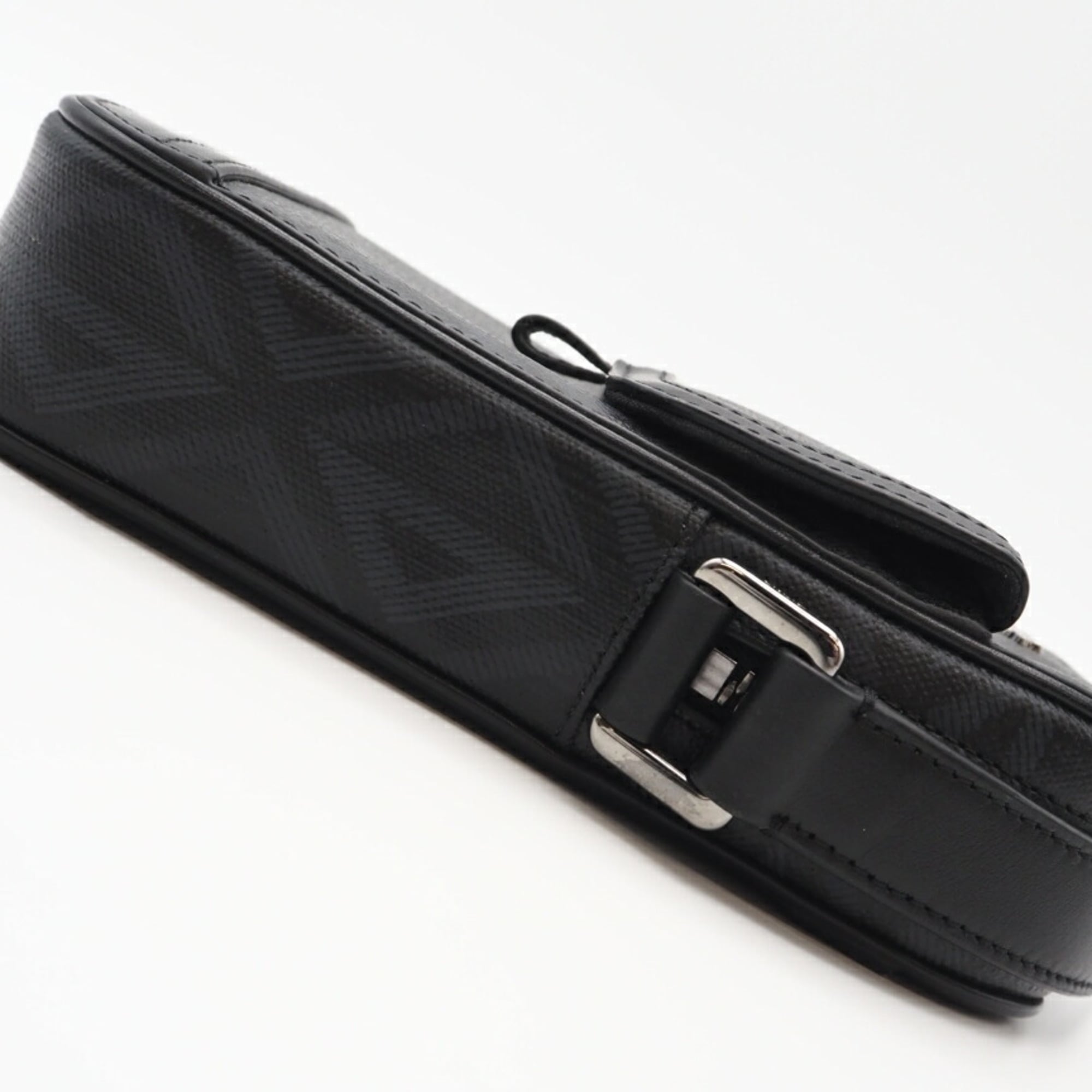 Christian Dior Black Gray Coated Canvas Shoulder Bag (Pre-Owned)