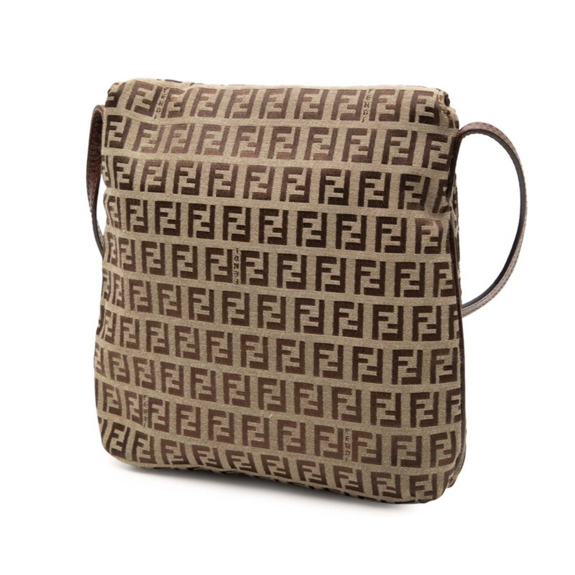 Fendi Brown Canvas Leather Shoulder Bag (Pre-Owned)