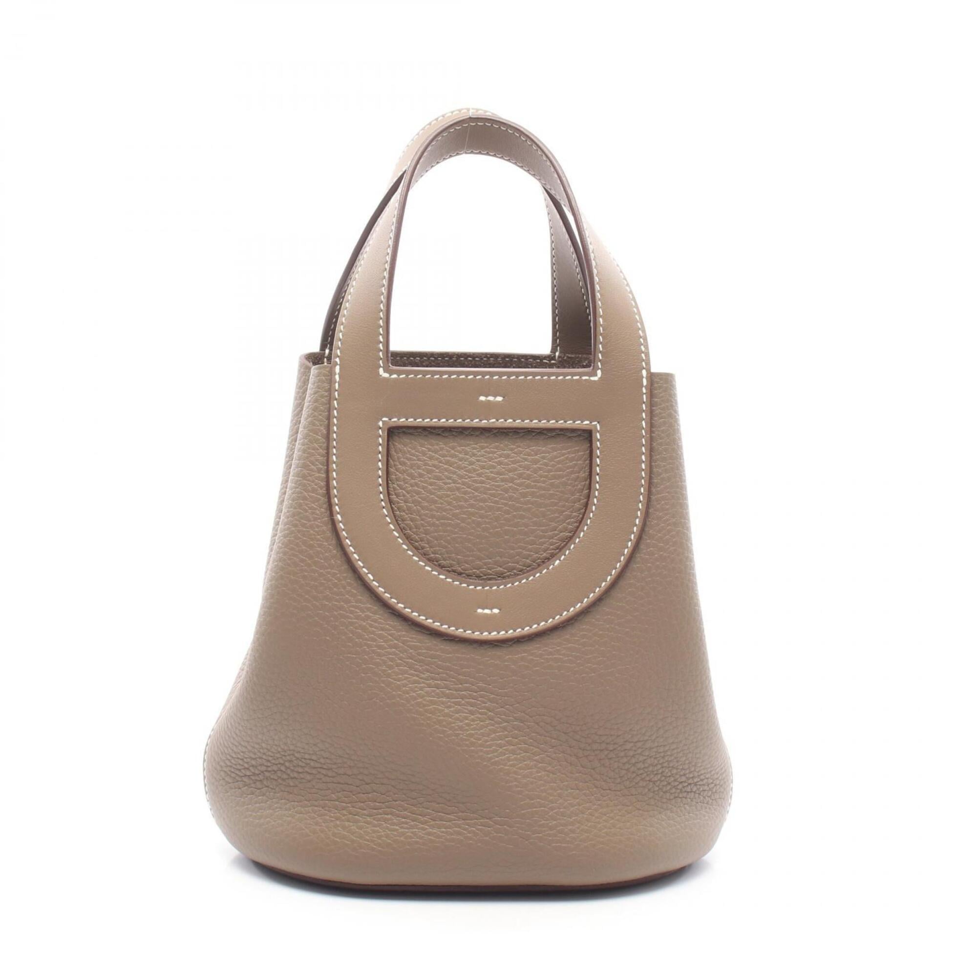 Hermes Etoupe Gray Gray Taurillon Clemence Leather Handbag (Pre-Owned)