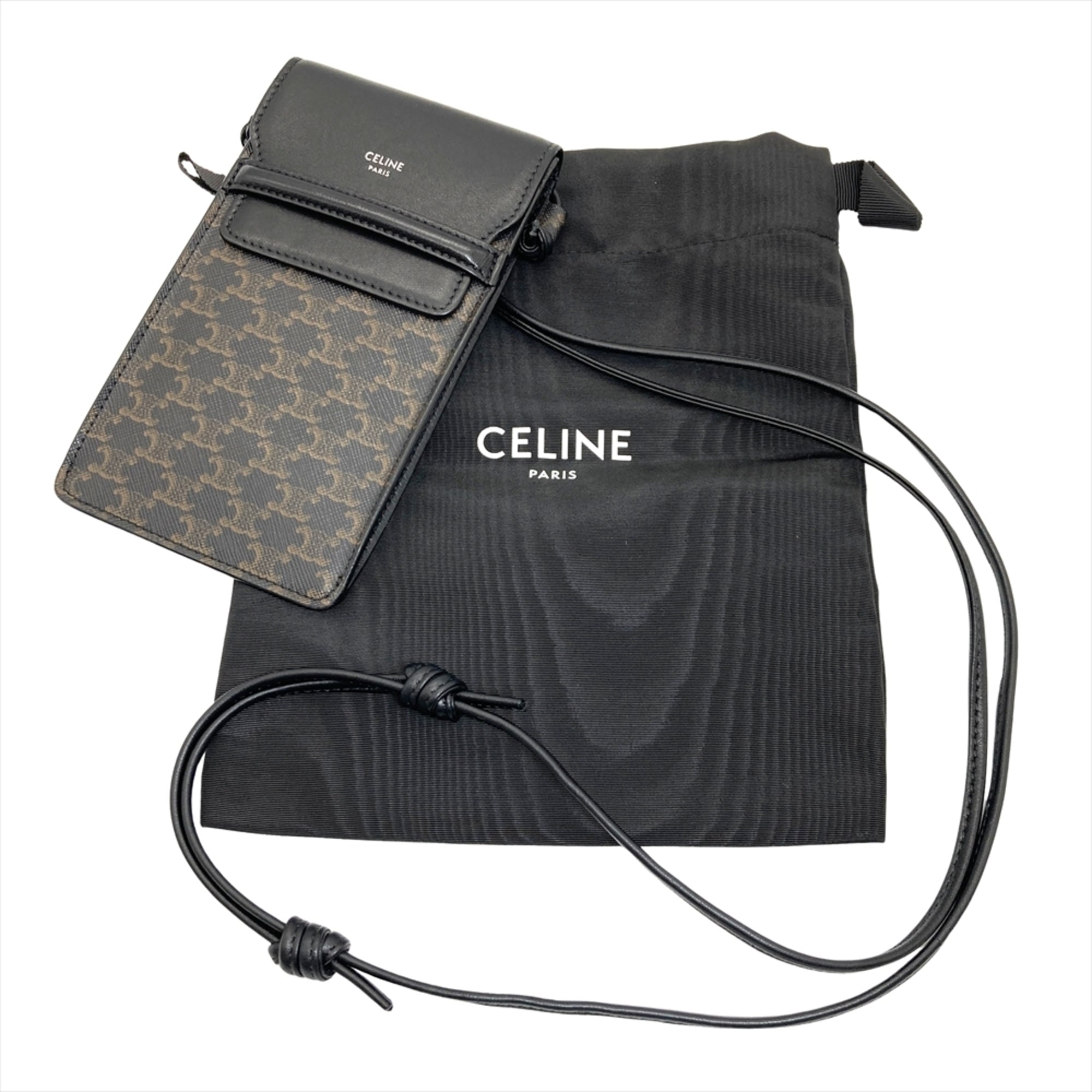 Celine Black Canvas Leather Pouch Shoulder Bag (Pre-Owned)