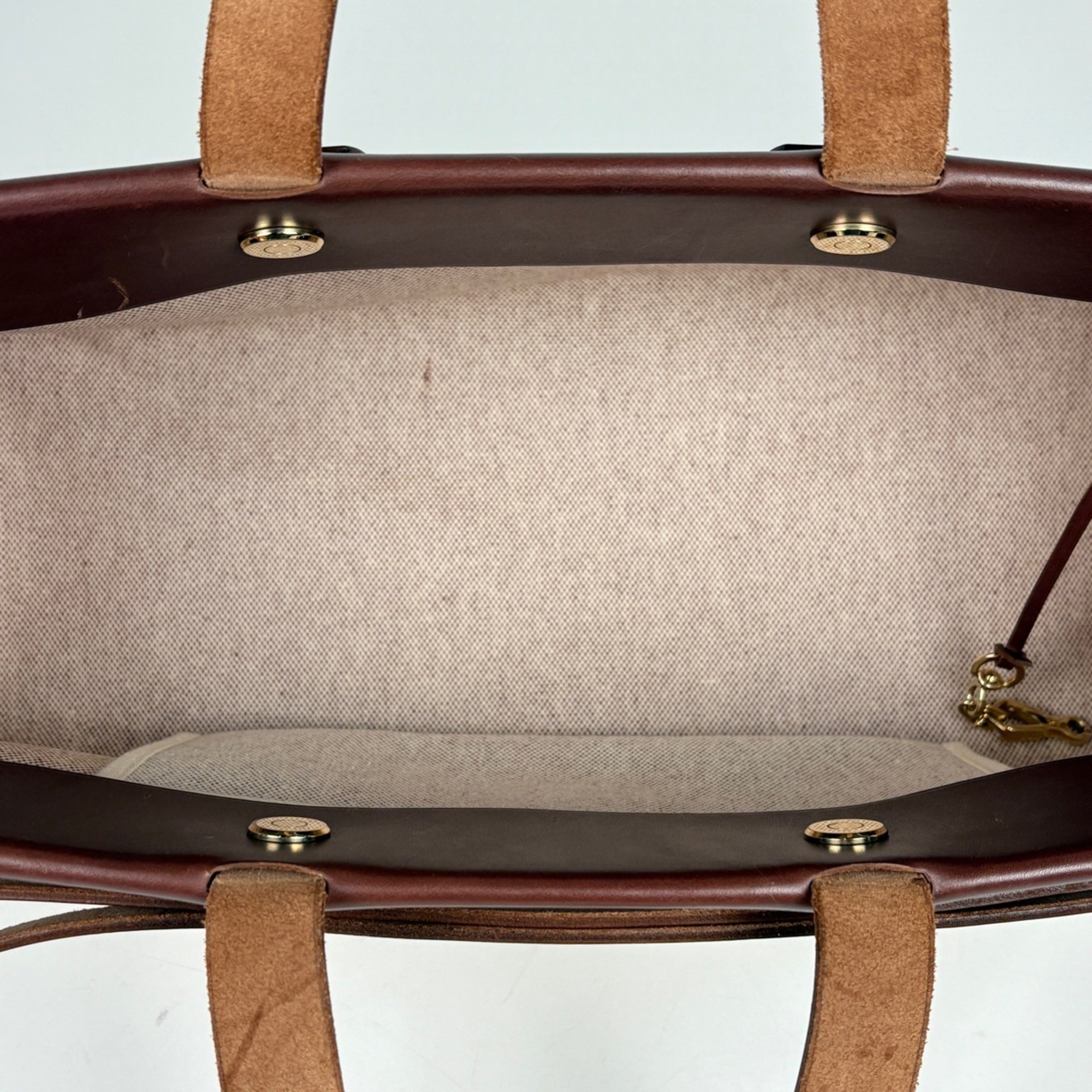 Hermes Brown Natural Toile H Leather Shoulder Bag Tote Bag (Pre-Owned)