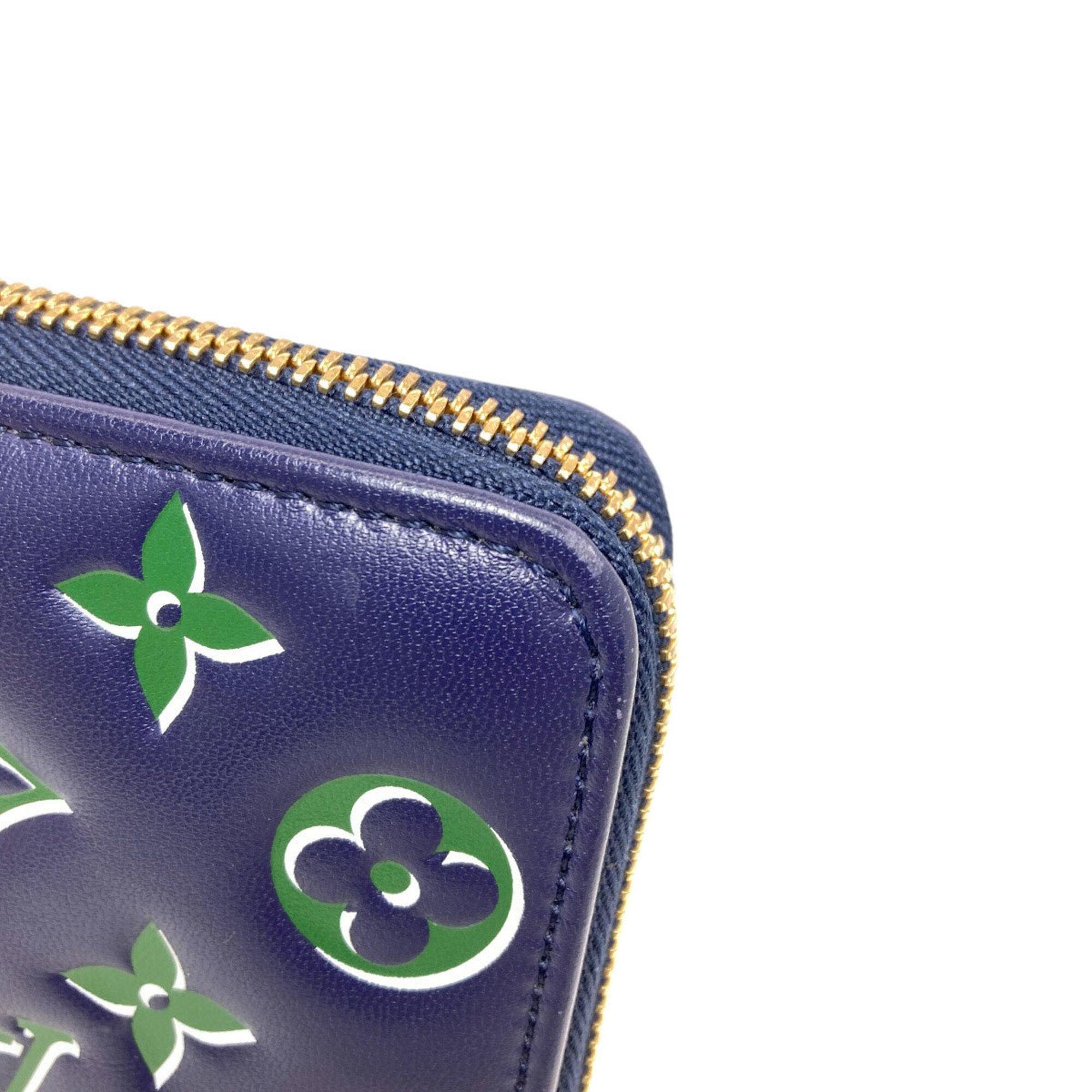 Louis Vuitton Blue Green Leather Long Wallet (Bi-Fold) (Pre-Owned)