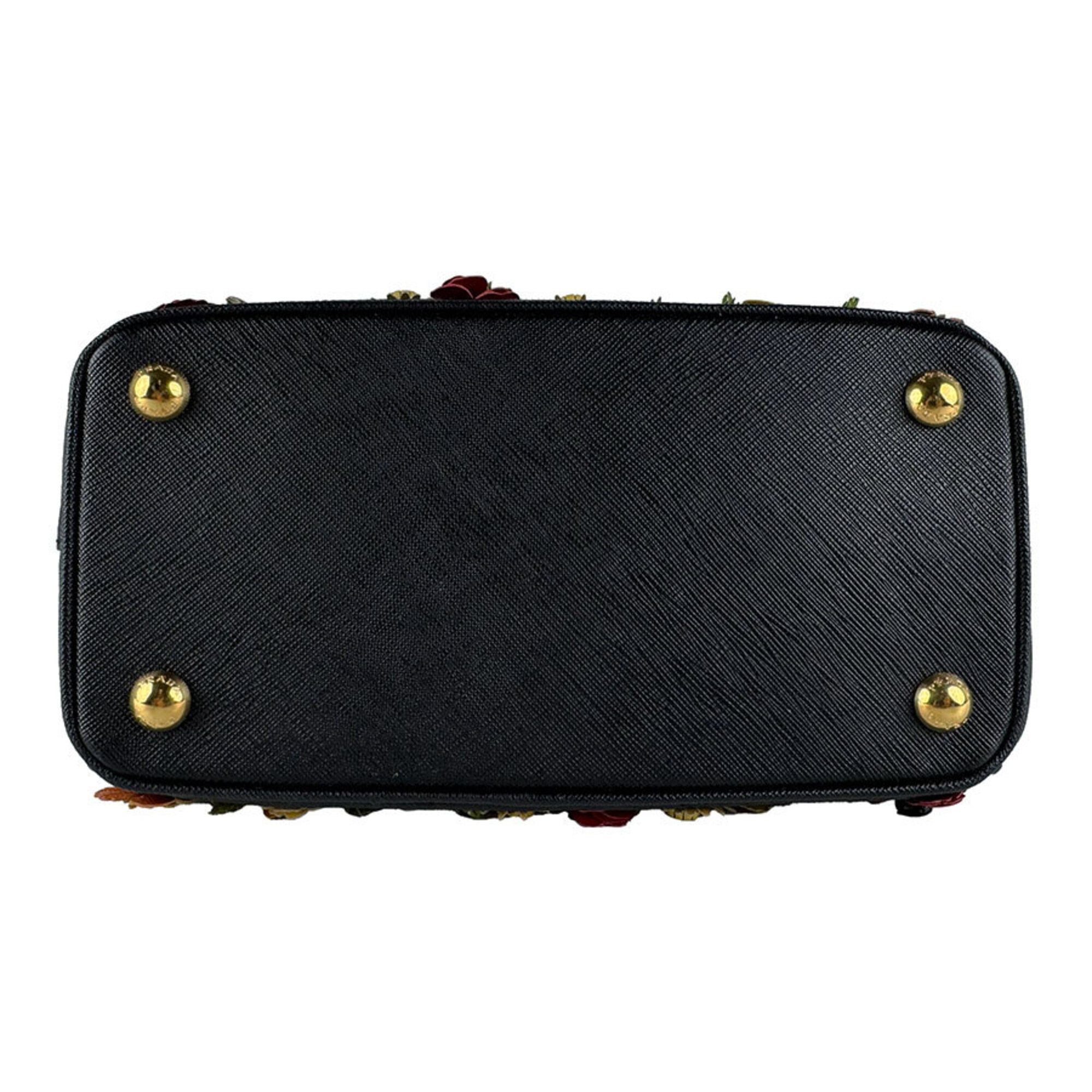 Prada Black Multi-Color Patent Leather Leather Handbag Shoulder Bag (Pre-Owned)