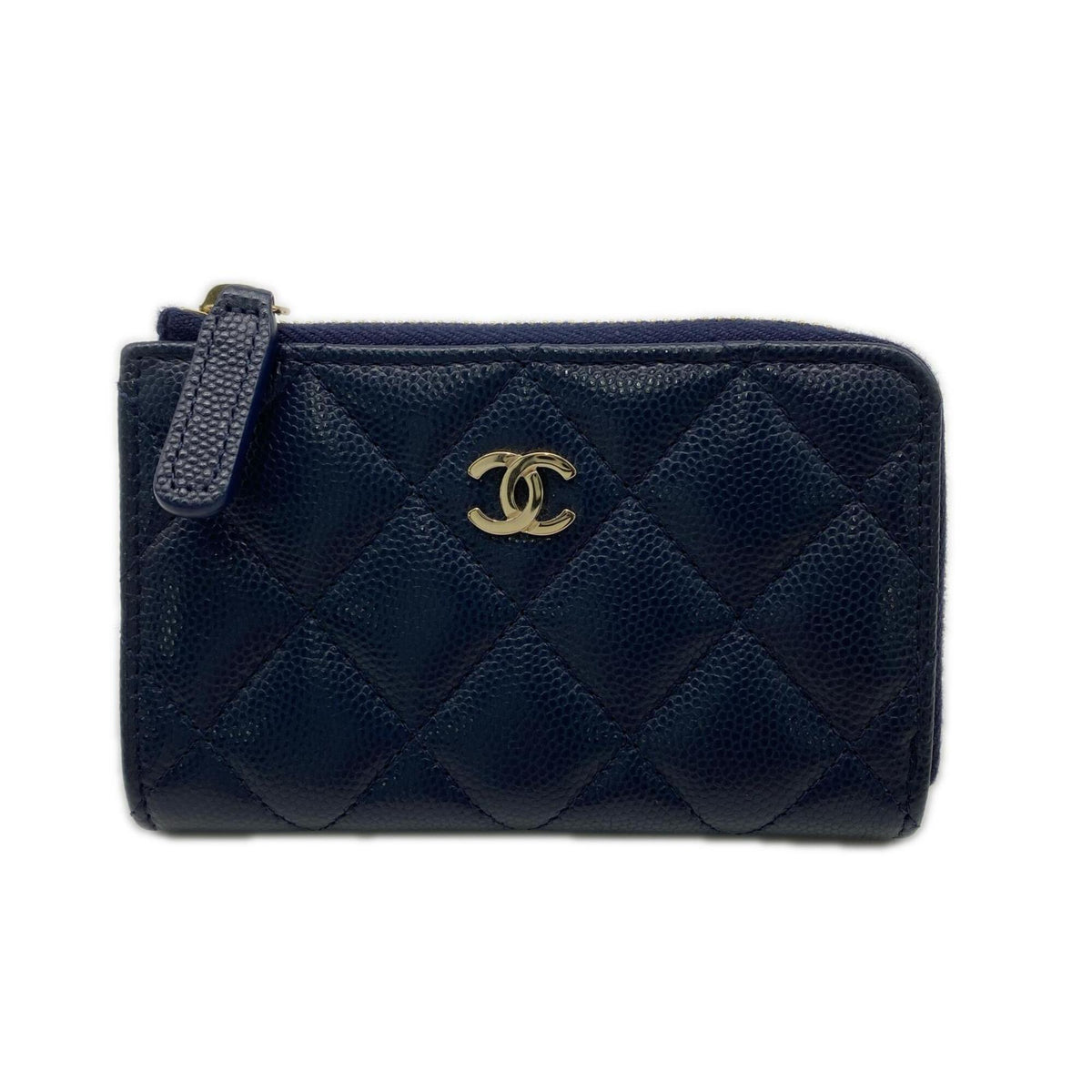 Chanel Matelasse Navy Grained Calfskin Coin Purse/Coin Case (Pre-Owned)