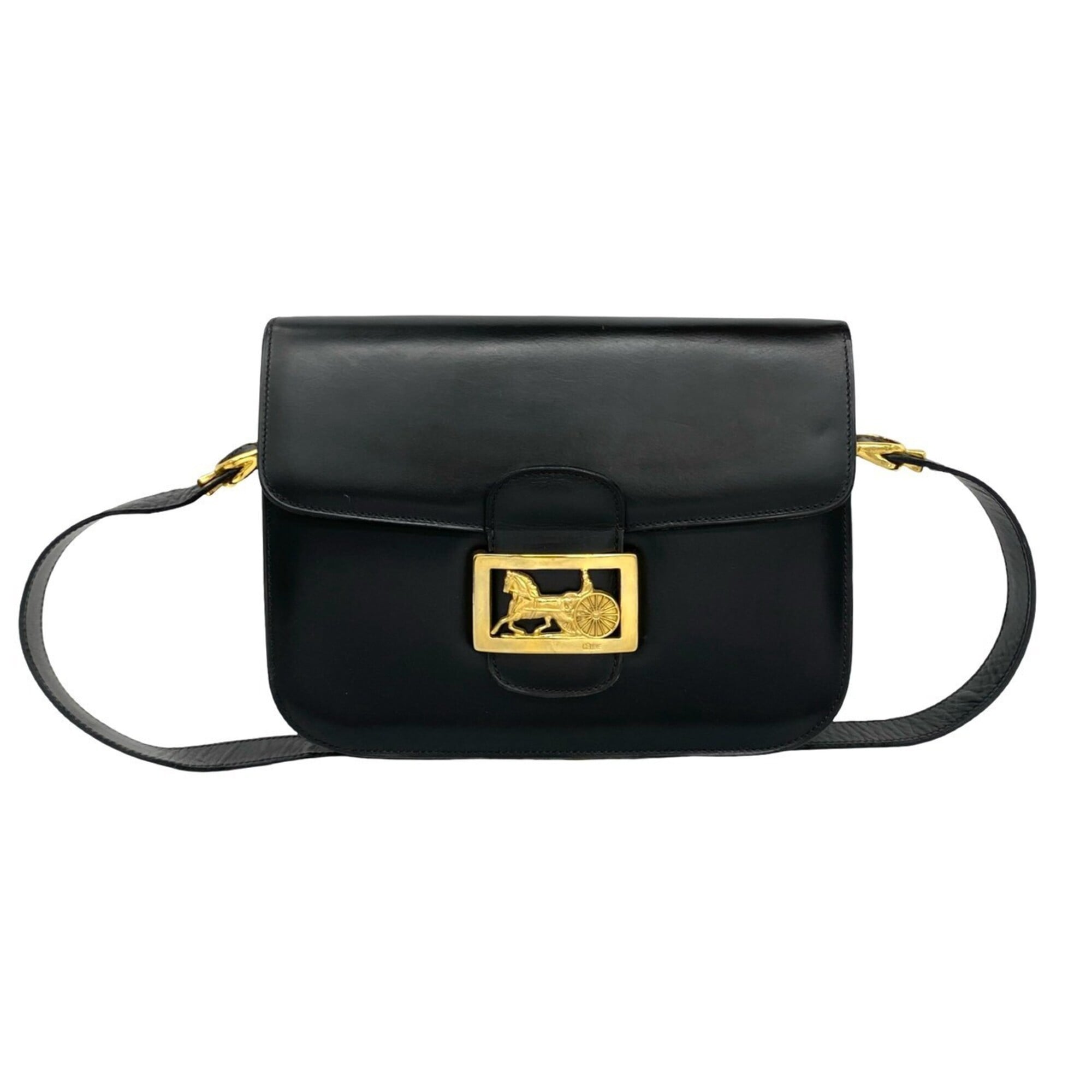 Celine Black Leather Pochette Shoulder Bag (Pre-Owned)