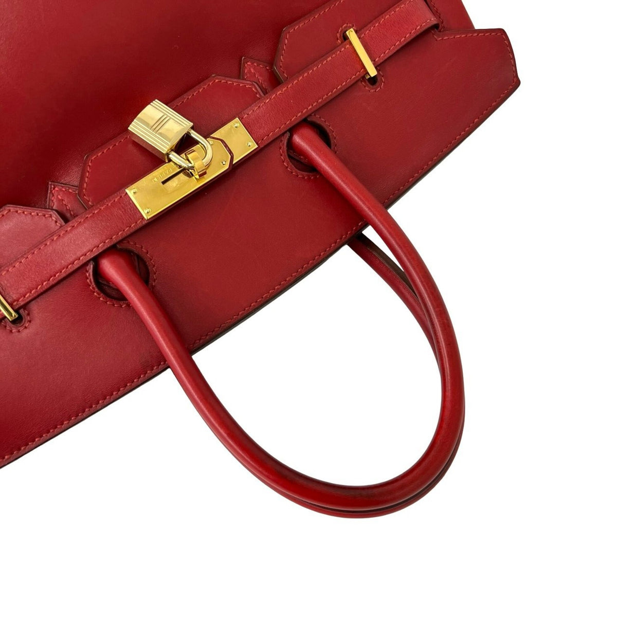 Hermes Red Color Box Calf Leather Handbag (Pre-Owned)