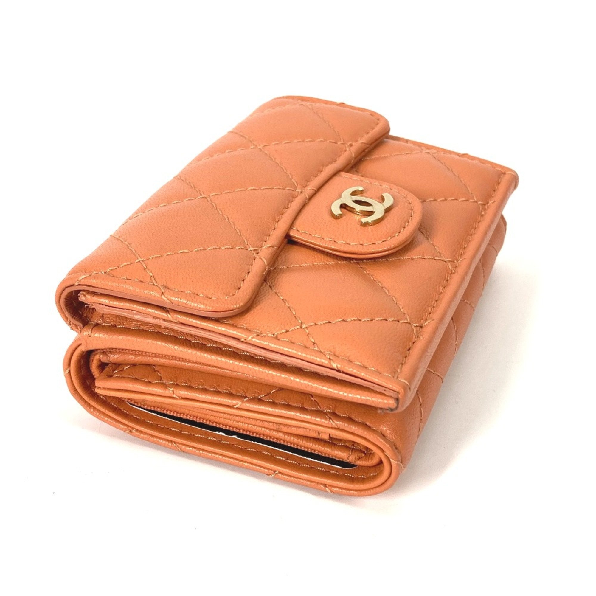 Chanel Orange Leather Wallet (Tri-Fold) (Pre-Owned)
