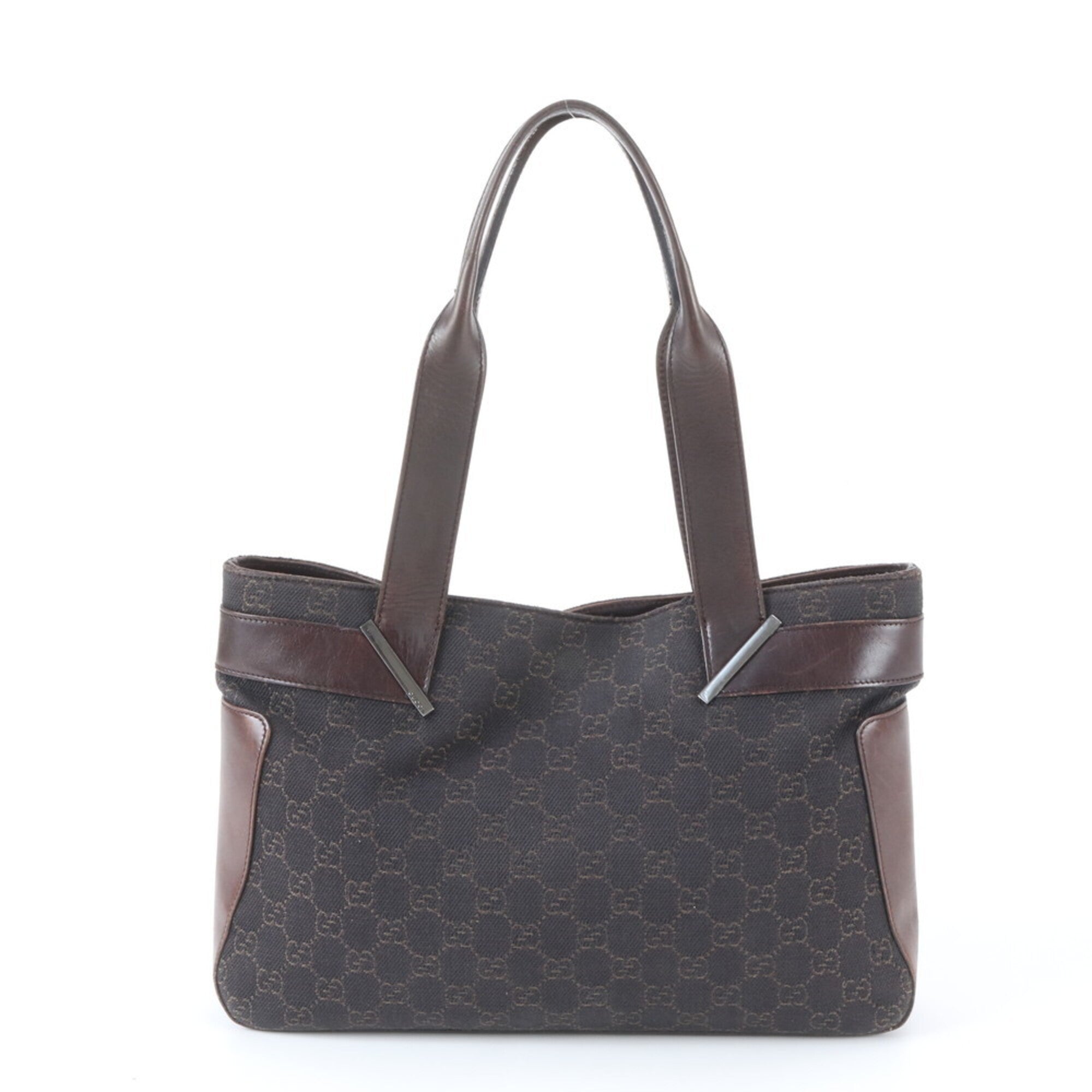 Gucci Gg Canvas Black Leather Canvas Tote Bag (Pre-Owned)