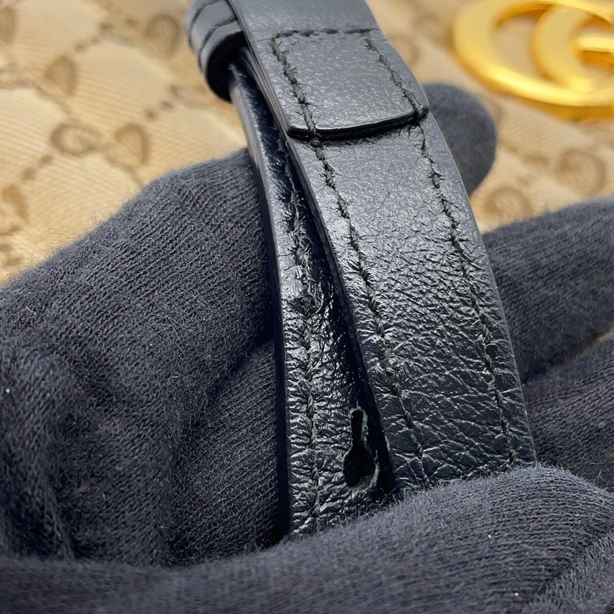 Gucci Beige Black Gg Canvas Handbag Shoulder Bag (Pre-Owned)