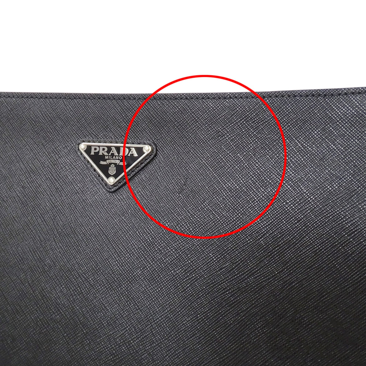 Prada Black Saffiano Triangle Clutch Bag (Pre-Owned)