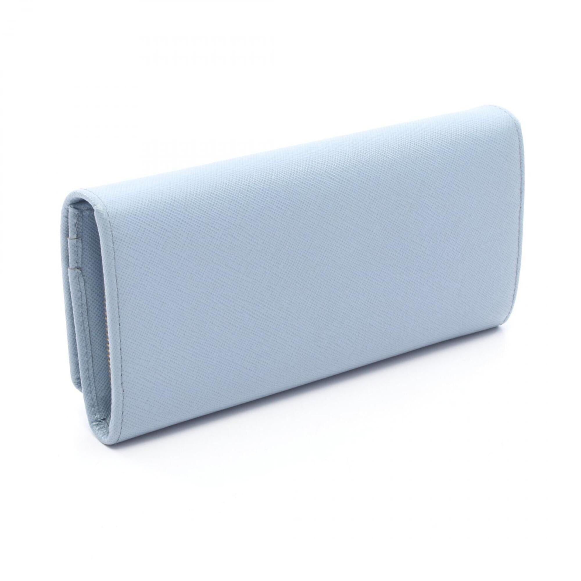 Prada Blue Leather Long Wallet (Bi-Fold) (Pre-Owned)