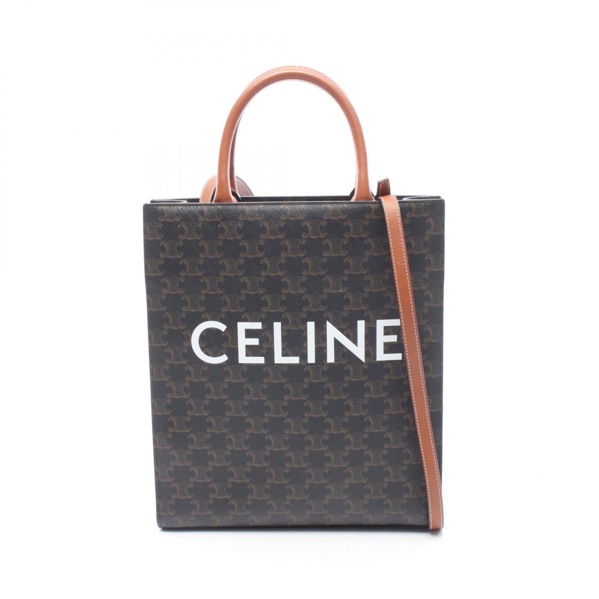 Celine Black Brown Coated Canvas Handbag Tote Bag (Pre-Owned)