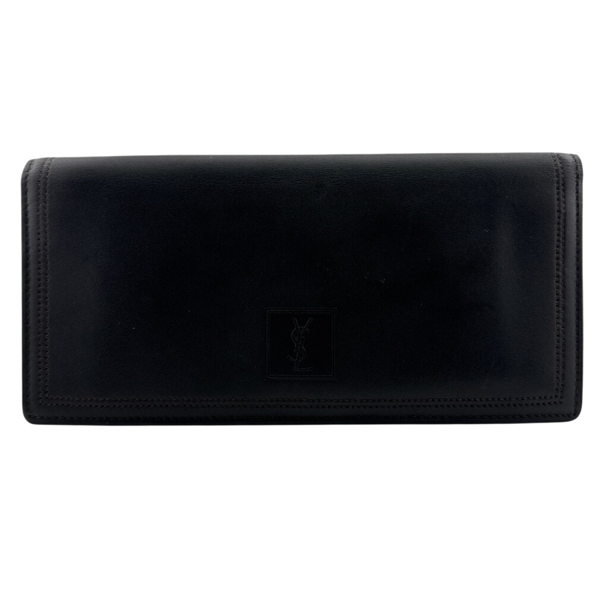 Yves Saint Laurent Black Leather Long Wallet (Bi-Fold) (Pre-Owned)