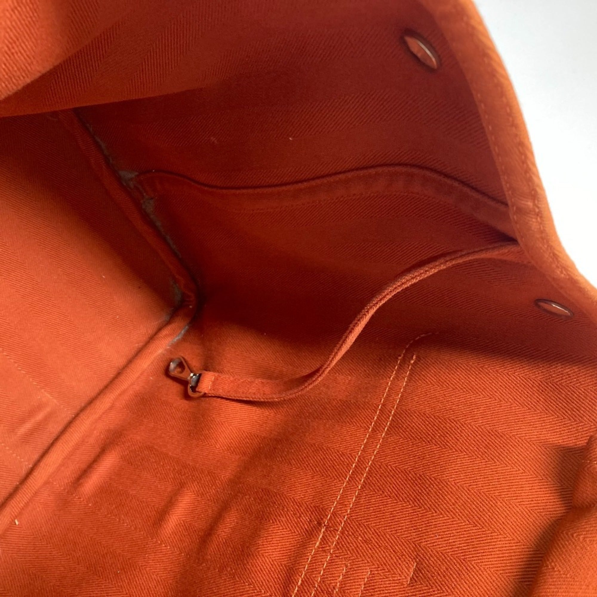 Hermes Orange Canvas Leather Handbag Pouch Tote Bag (Pre-Owned)