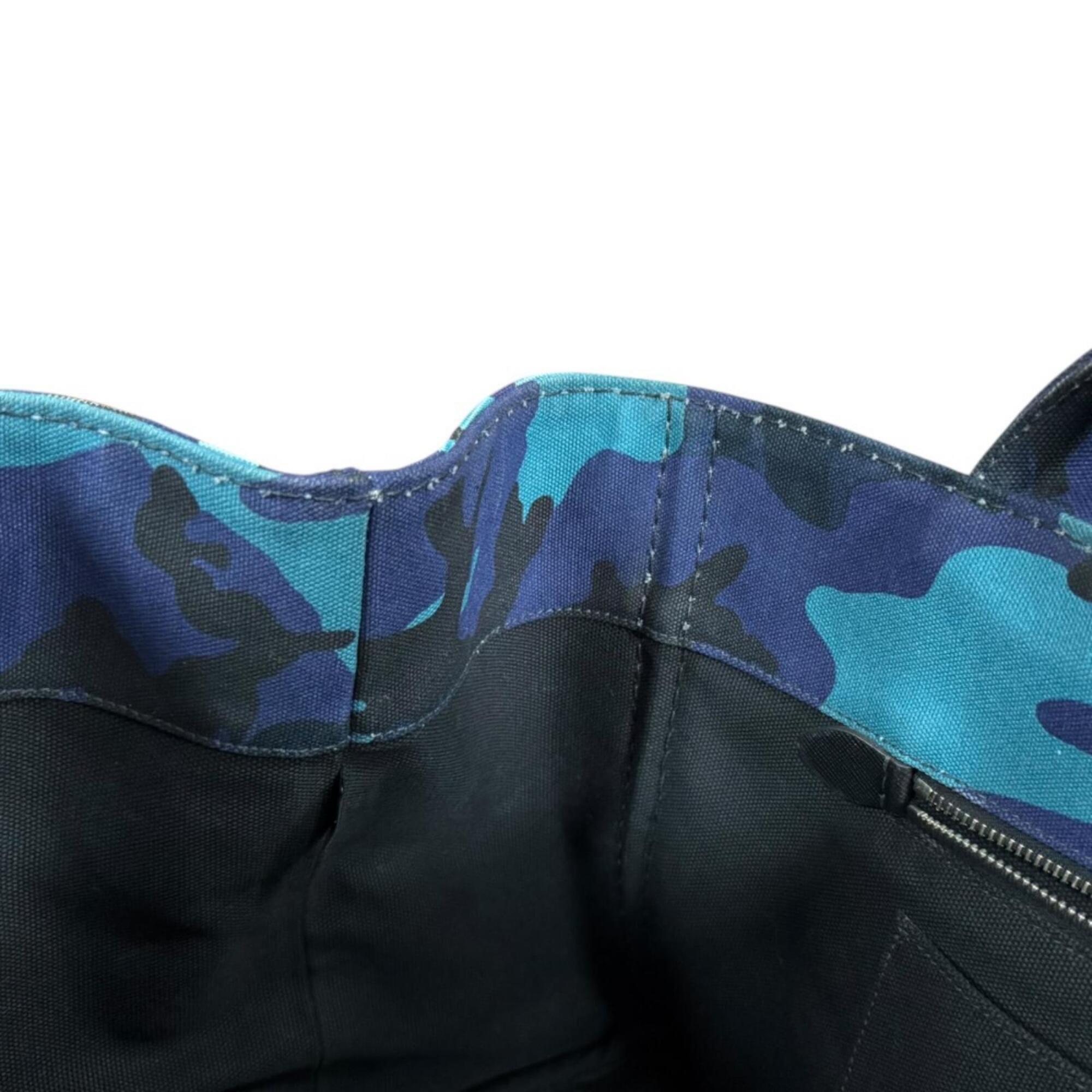 Prada Blue Camouflage Royal Canvas Handbag Shoulder Bag (Pre-Owned)