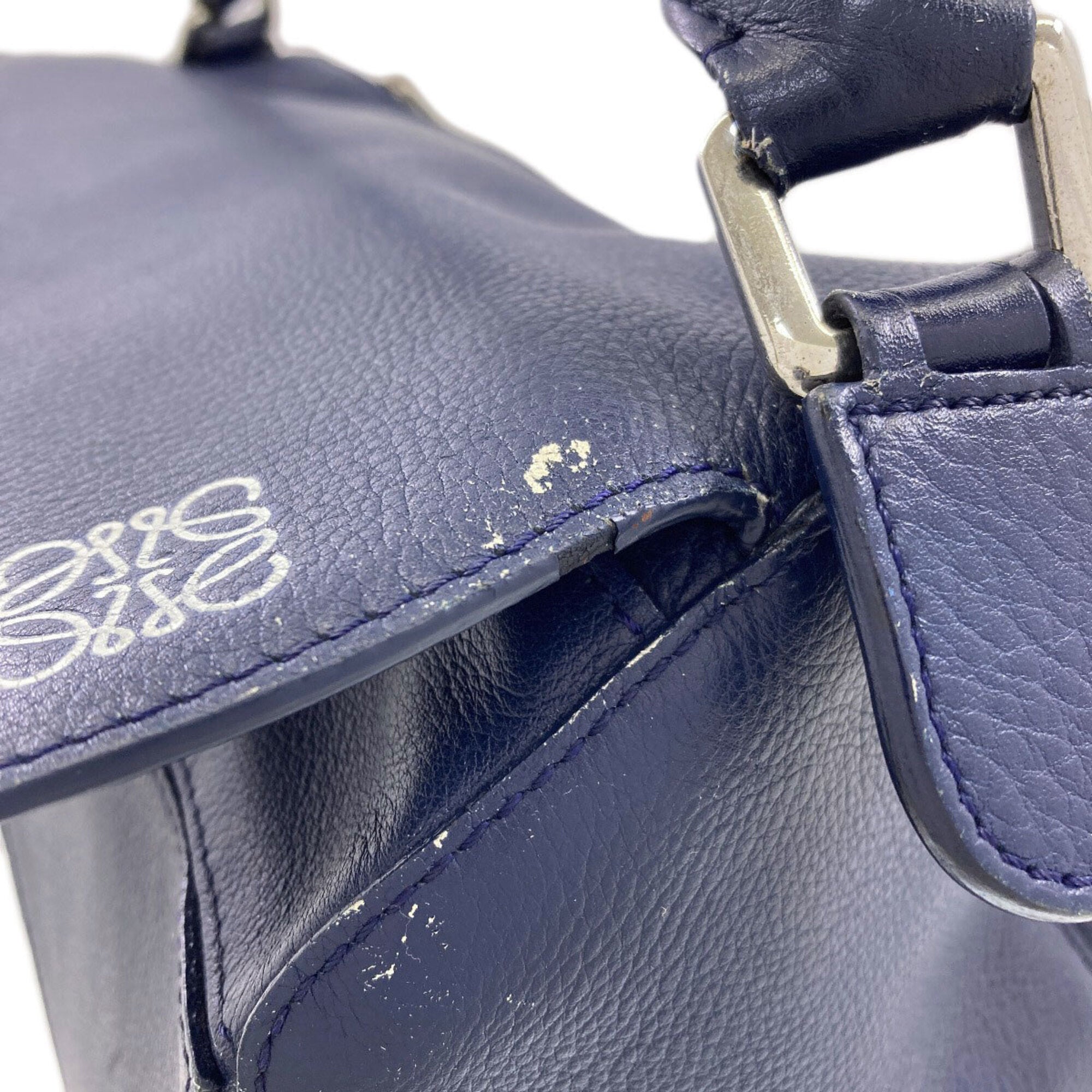 Loewe Navy Leather Handbag (Pre-Owned)