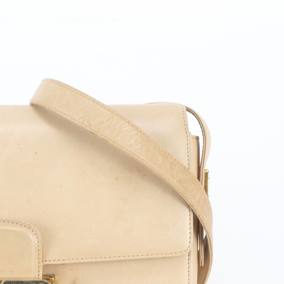 Gucci Beige Leather Handbag Shoulder Bag Tote Bag (Pre-Owned)