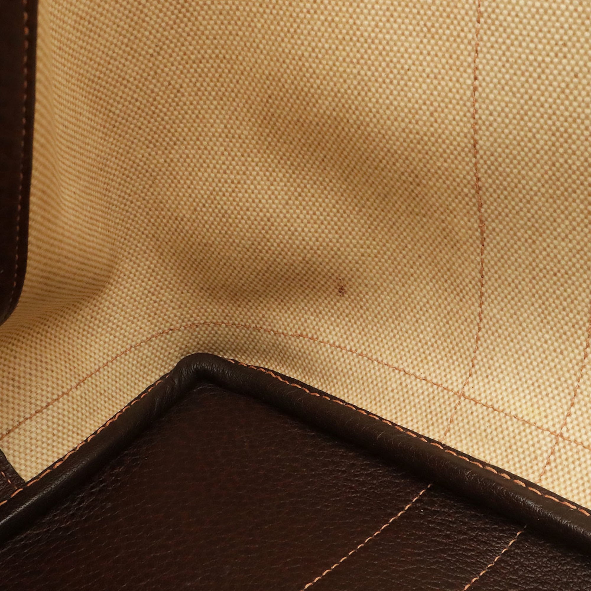 Hermes Brown Dark Brown Natural Toile H Shoulder Bag Tote Bag (Pre-Owned)