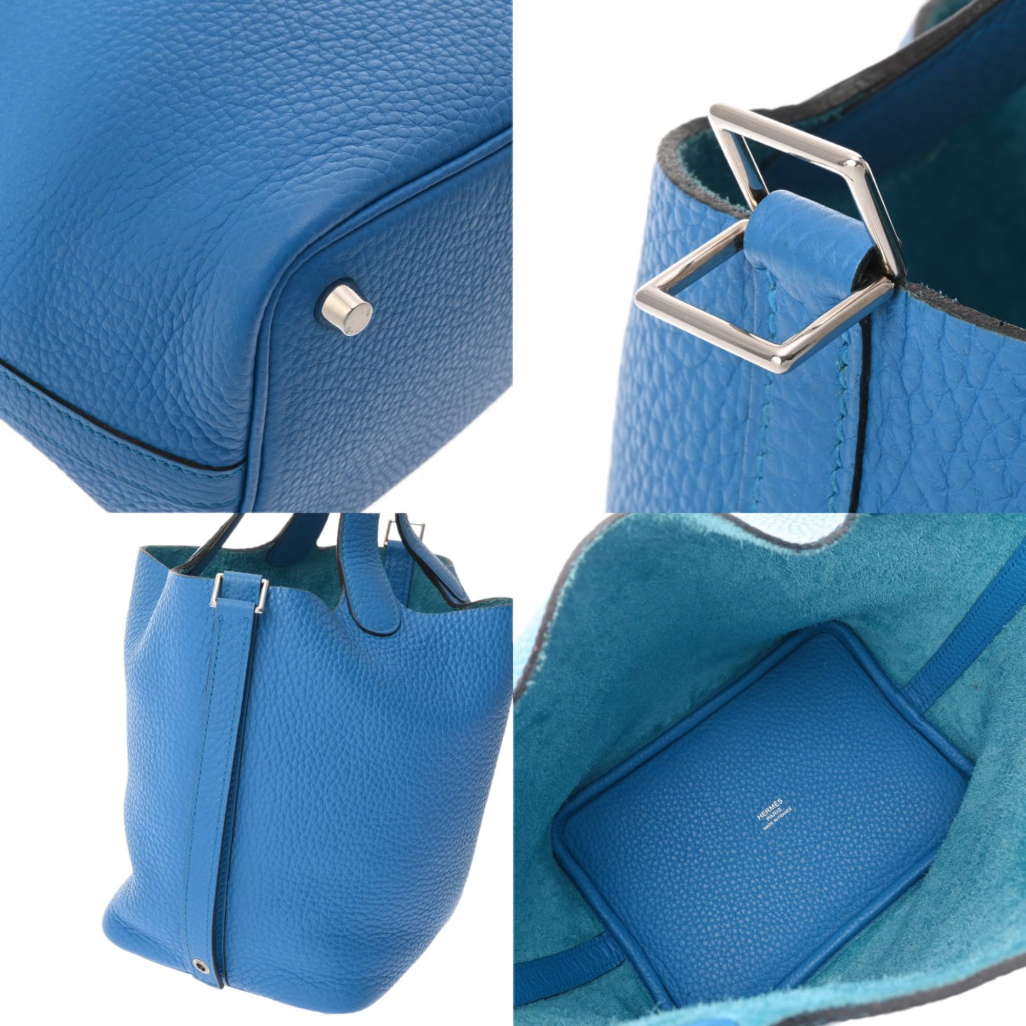 Hermes Blue Taurillon Clemence Leather Handbag (Pre-Owned)