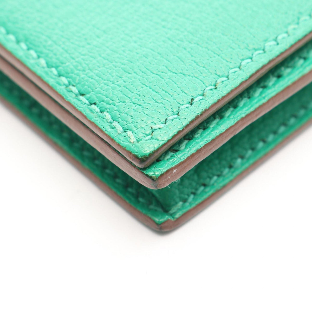 Hermes Green Mint Green Chevre Leather Leather Long Wallet (Bi-Fold) (Pre-Owned)