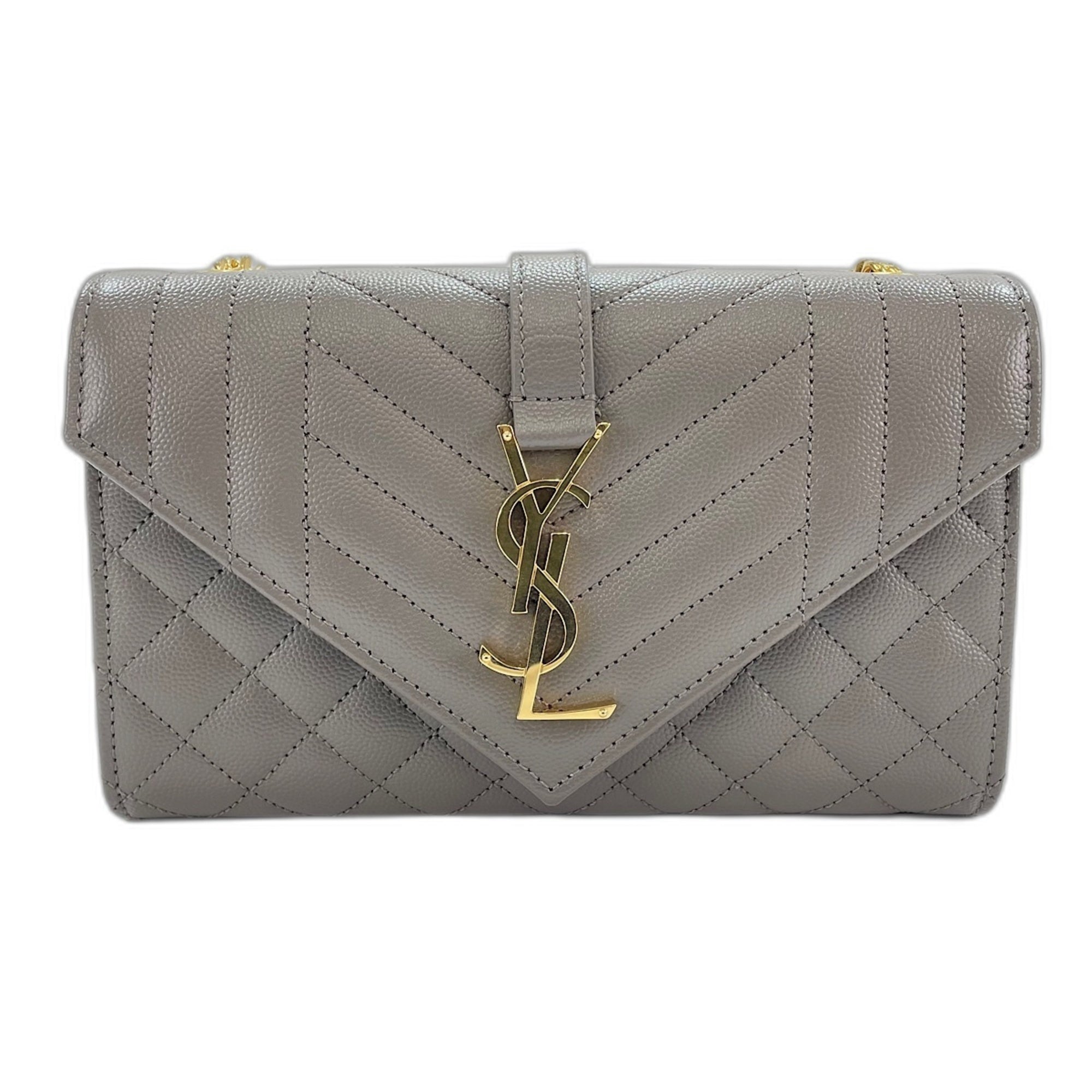 Yves Saint Laurent Gray Leather Shoulder Bag (Pre-Owned)