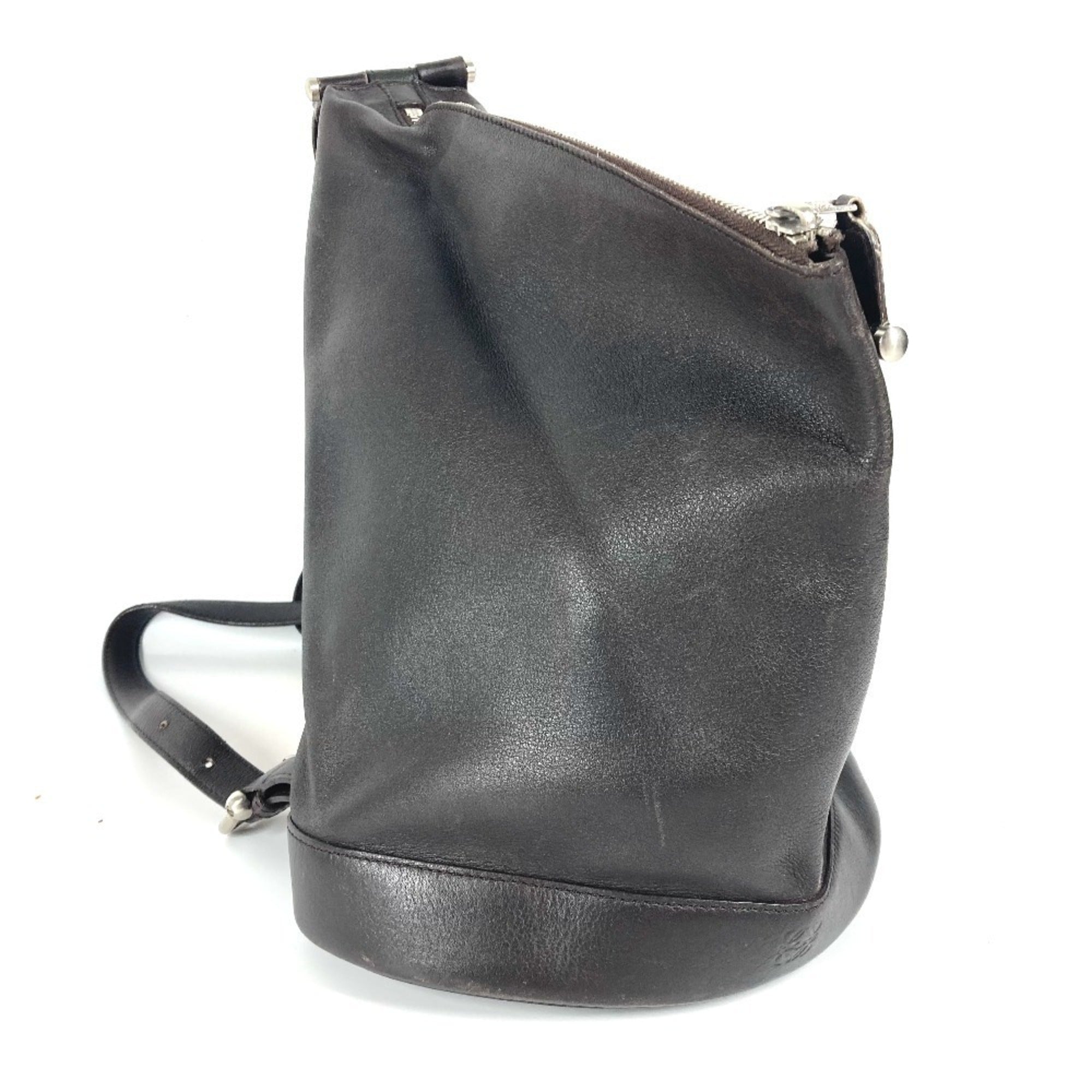 Loewe Anton Brown Leather Backpack Shoulder Bag (Pre-Owned)