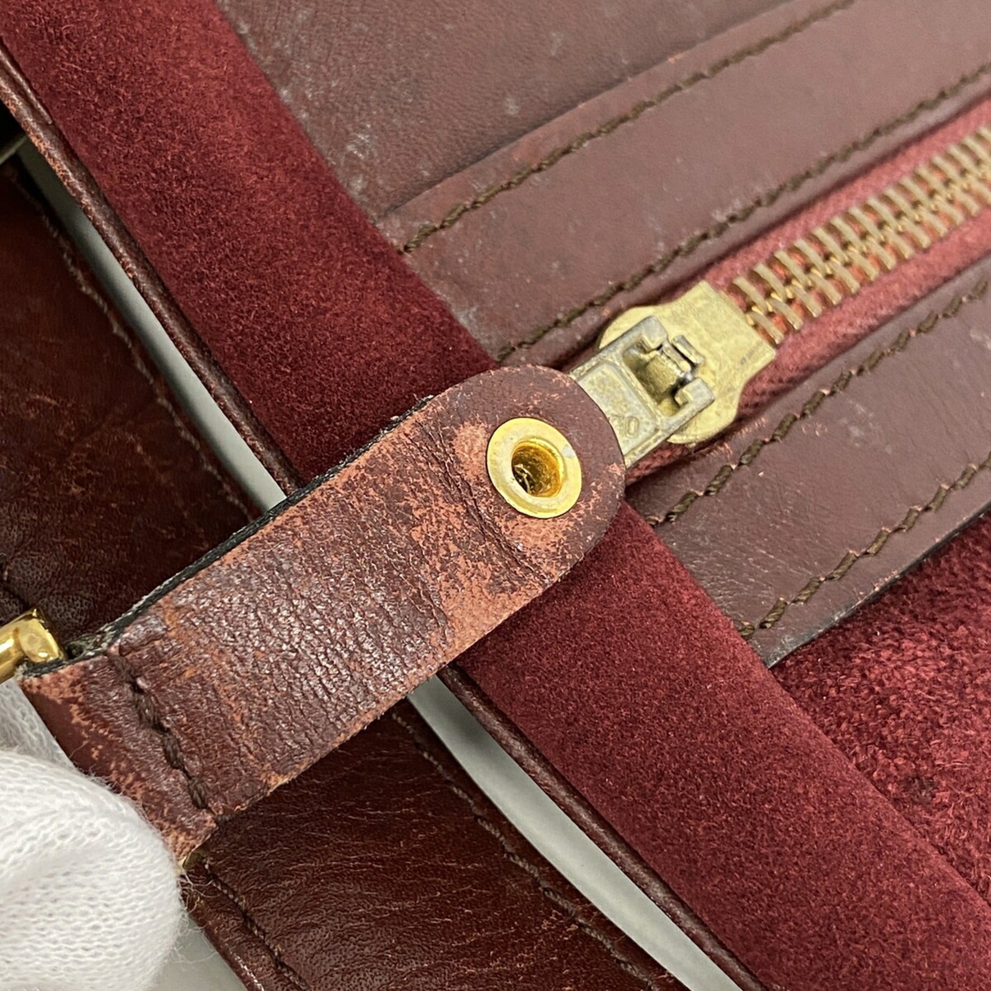 Cartier Bordeaux Suede Shoulder Bag (Pre-Owned)