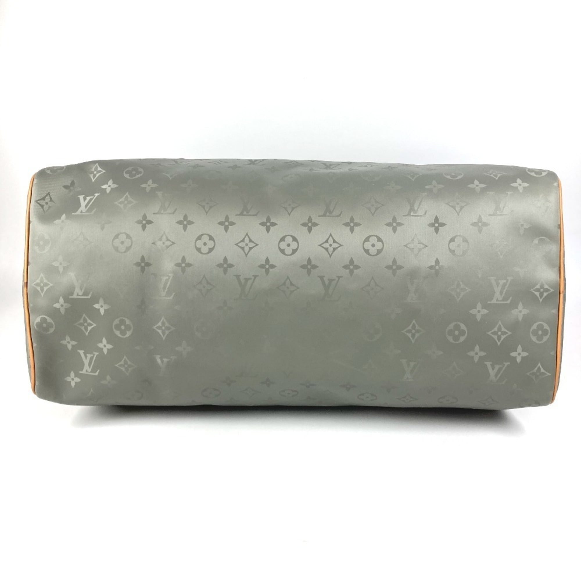 Louis Vuitton Gray Leather Canvas Boston Bag Handbag Shoulder Bag (Pre-Owned)