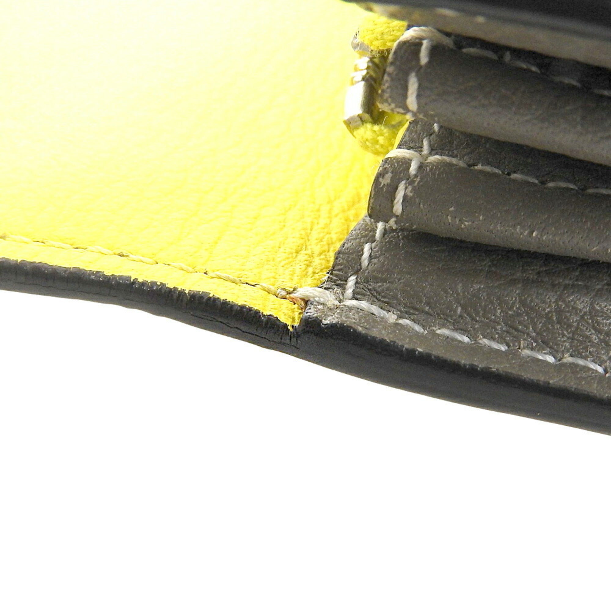 Celine Gray Yellow Leather Long Wallet (Tri-Fold) (Pre-Owned)
