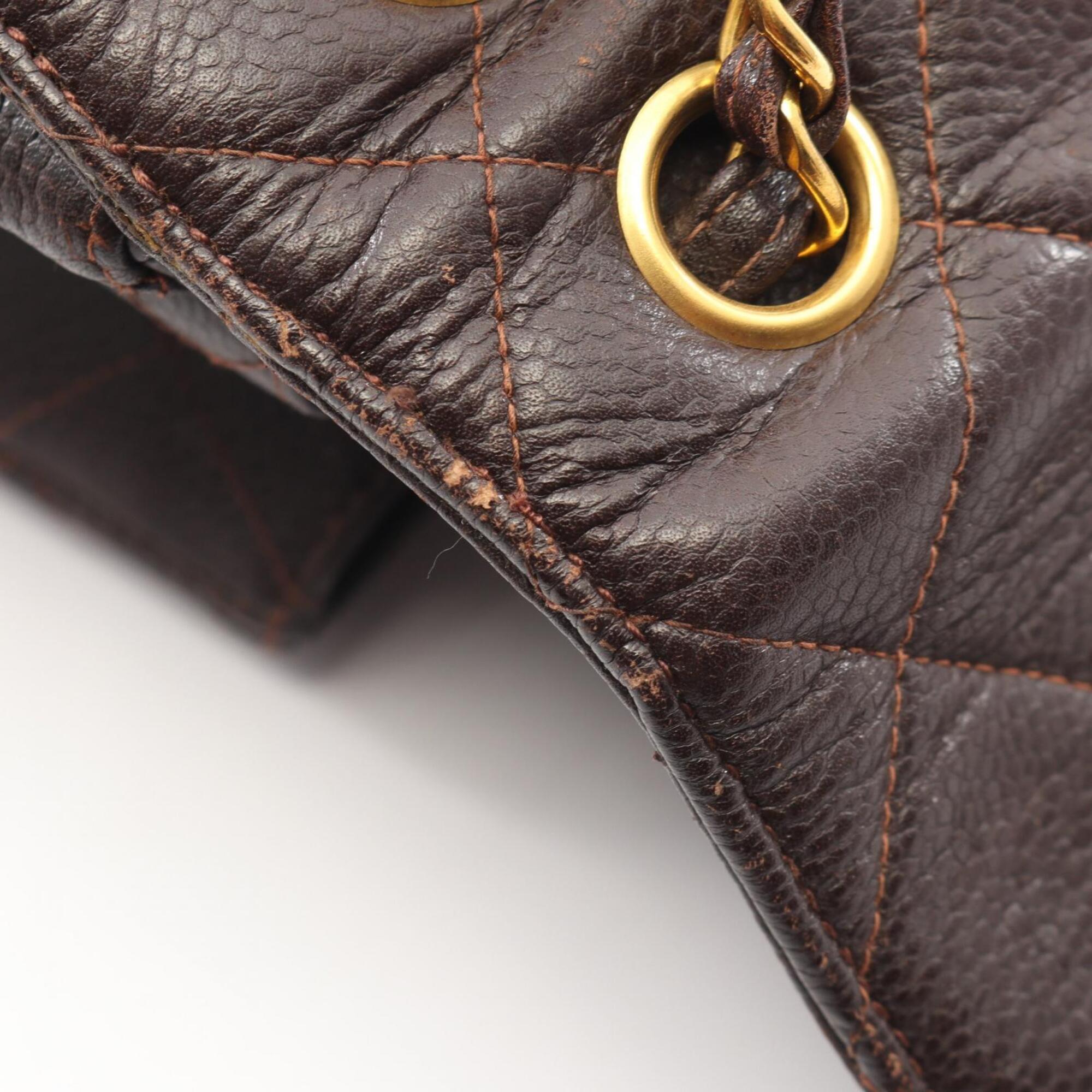 Chanel Brown Grained Calfskin Handbag Shoulder Bag (Pre-Owned)