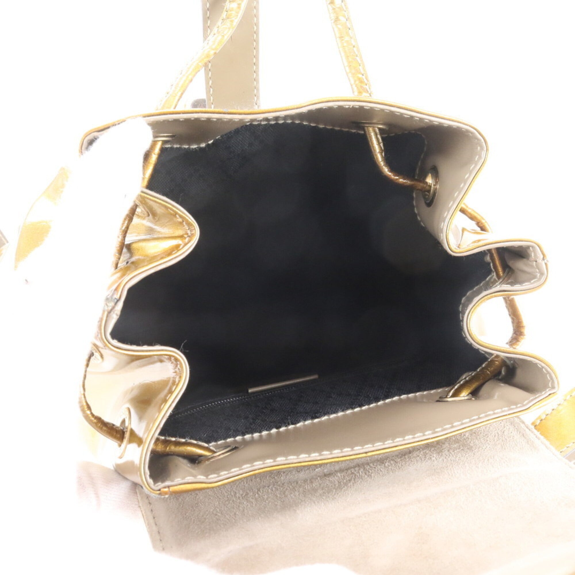 Gucci Gold Leather Backpack Handbag Shoulder Bag (Pre-Owned)