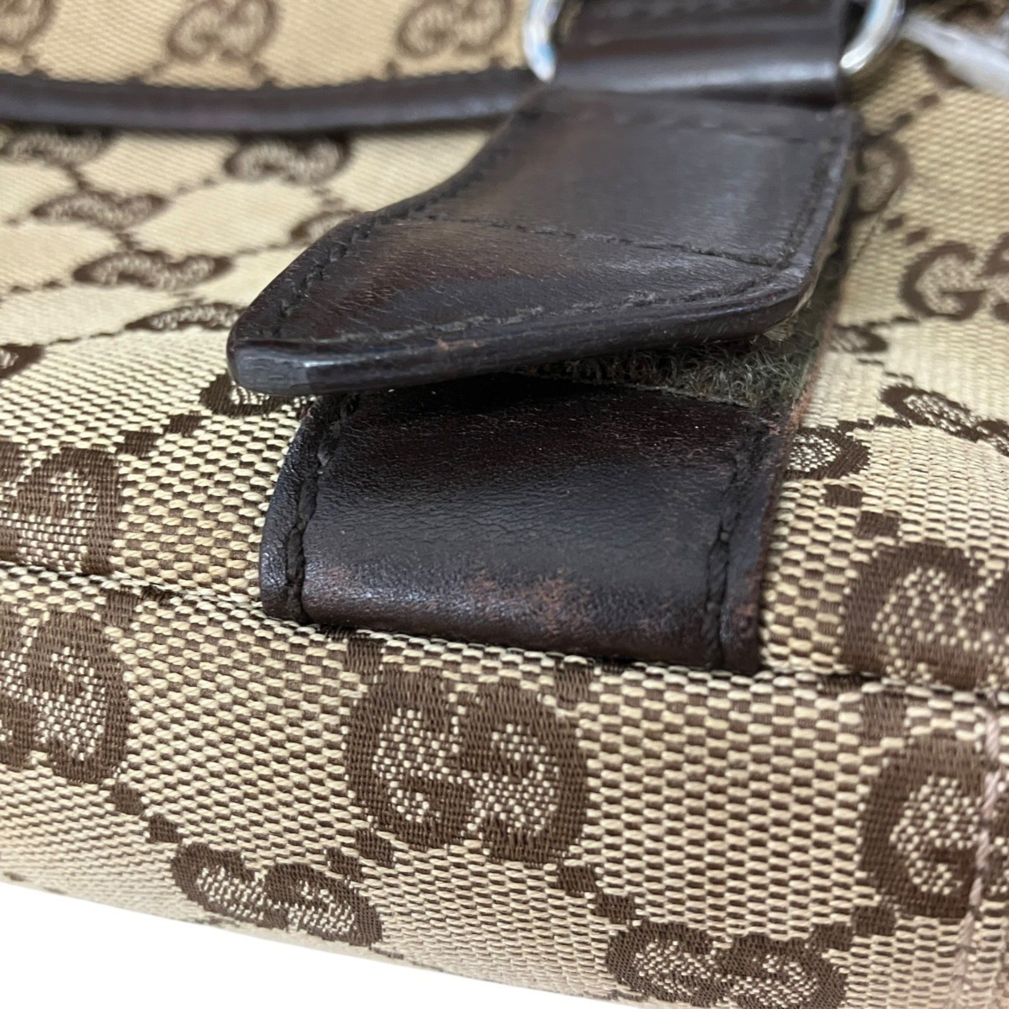 Gucci Gg Canvas Beige Brown Gg Canvas Leather Shoulder Bag (Pre-Owned)
