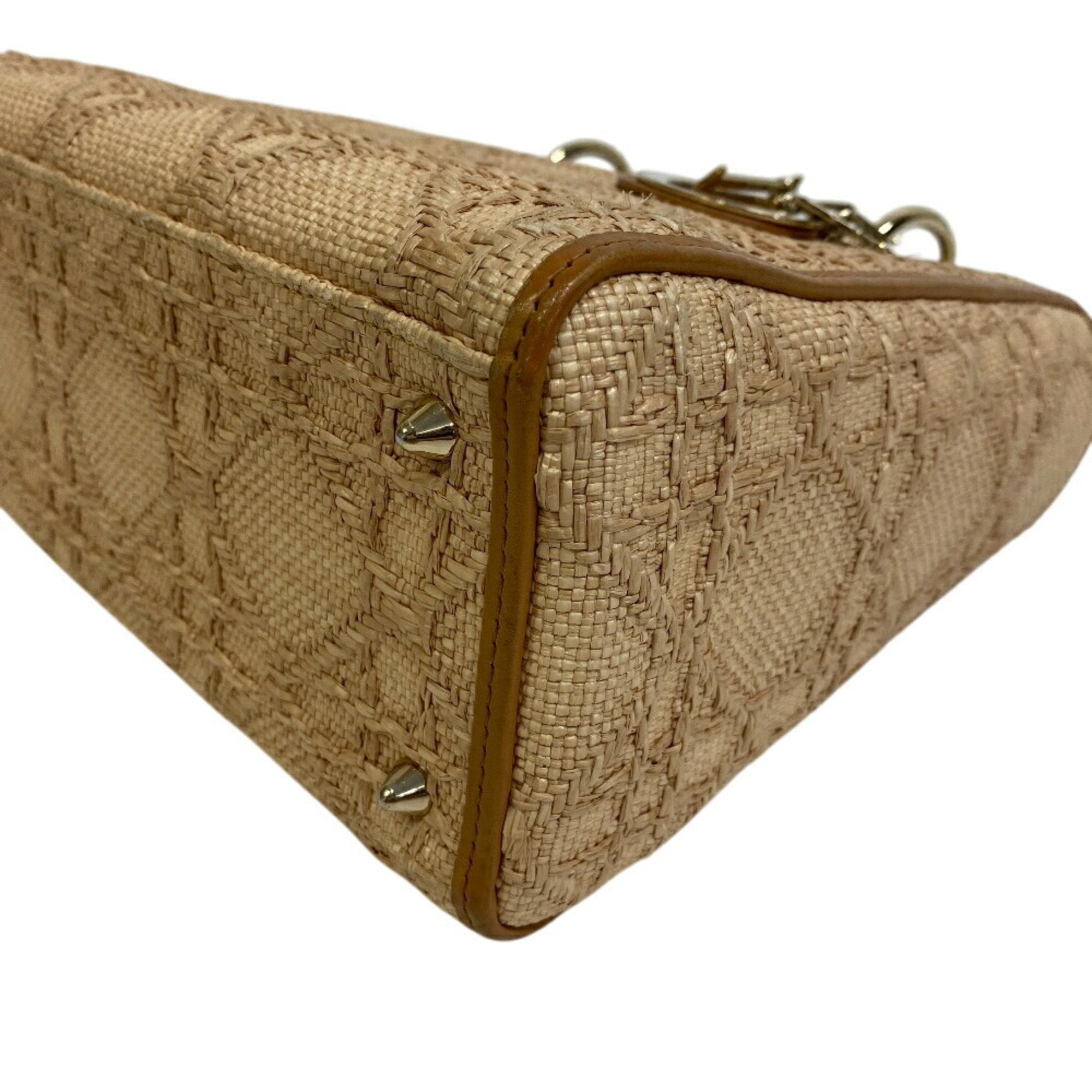 Christian Dior Beige Raffia Leather Shoulder Bag (Pre-Owned)