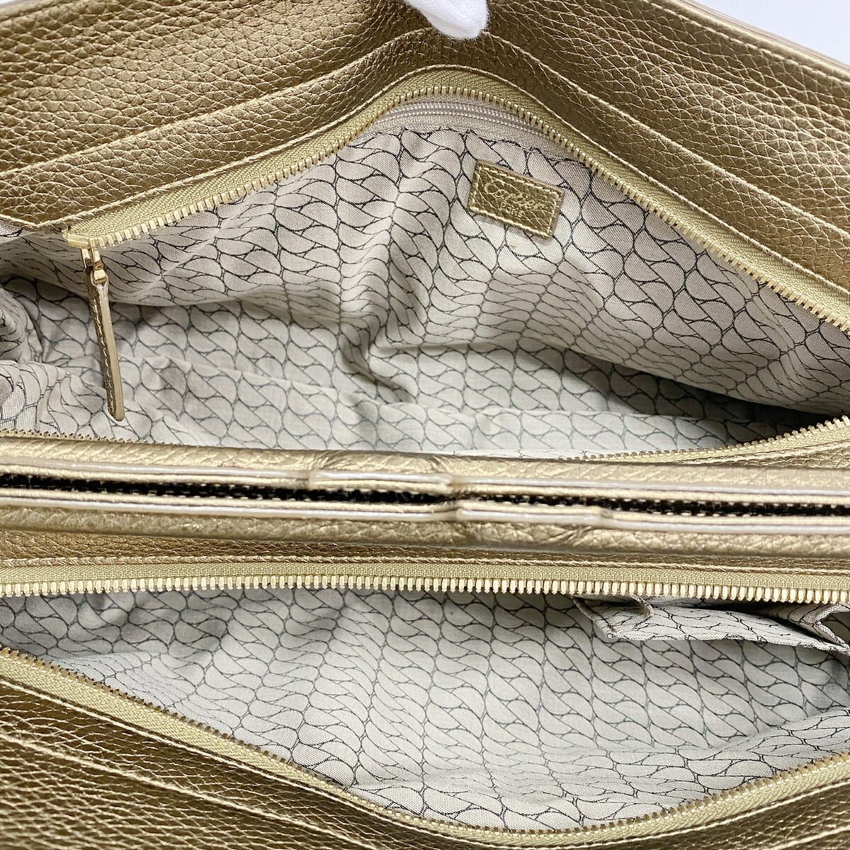 Cartier Brown Metallic Gold Suede Leather Shoulder Bag (Pre-Owned)