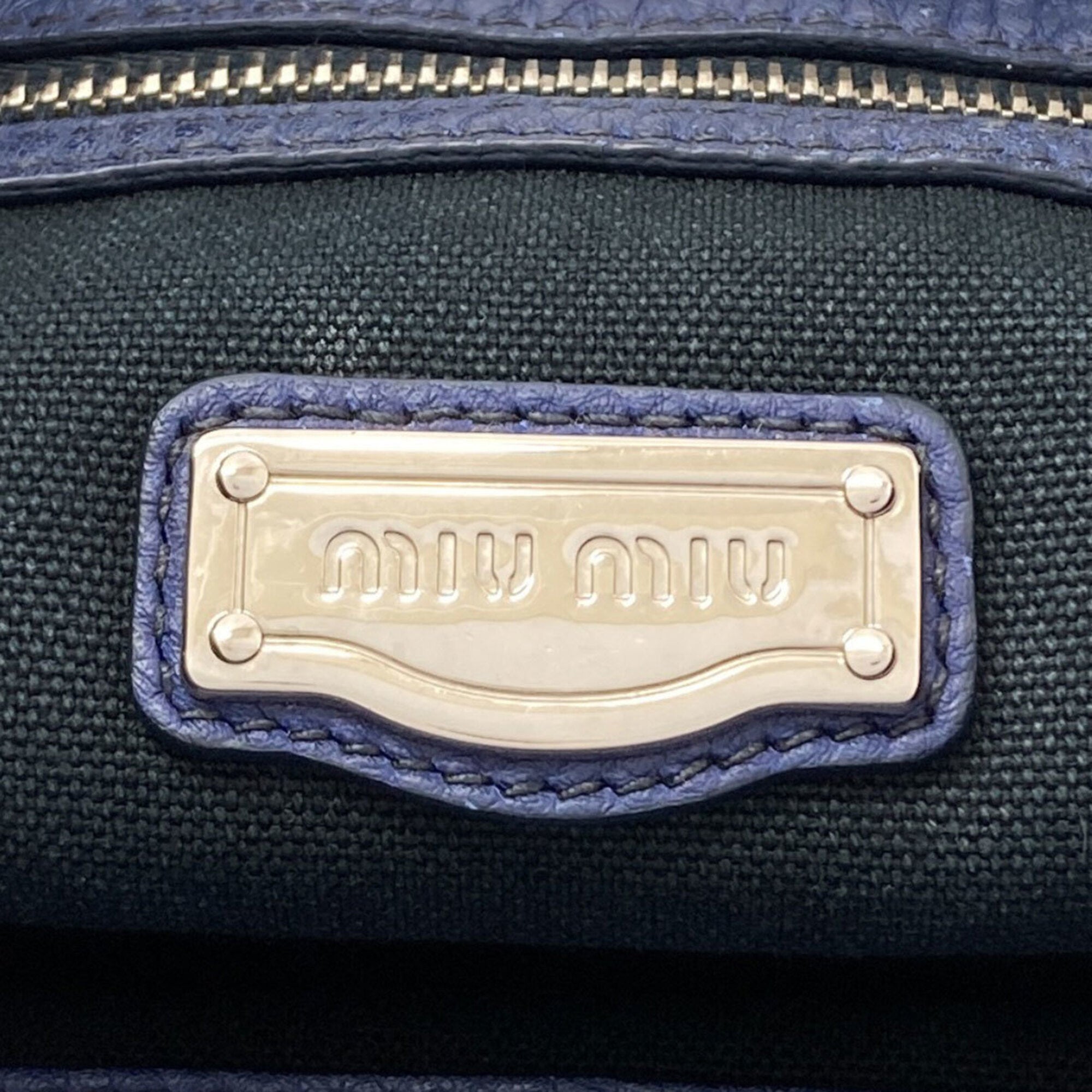 Miu Miu Blue Leather Tote Bag (Pre-Owned)