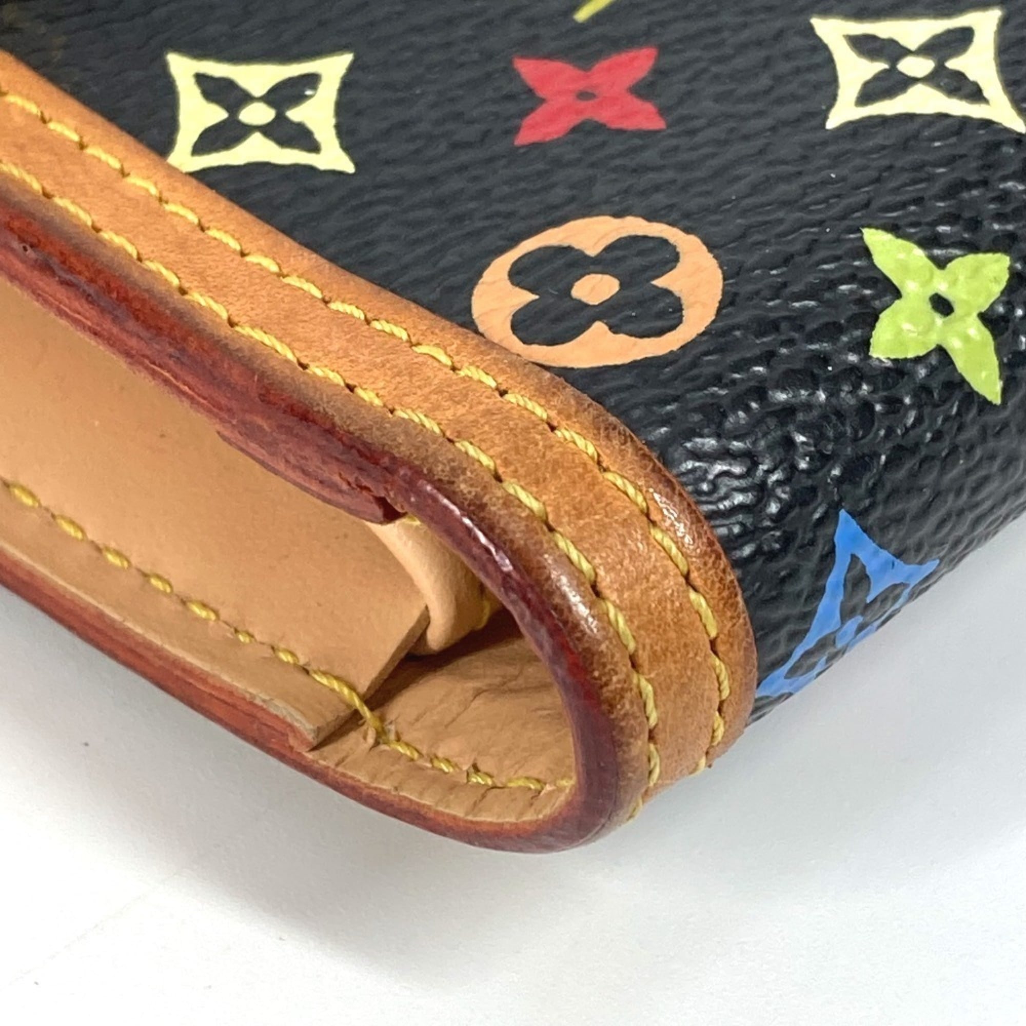 Louis Vuitton Black Noir Monogram Multicolore Long Wallet (Tri-Fold) (Pre-Owned)