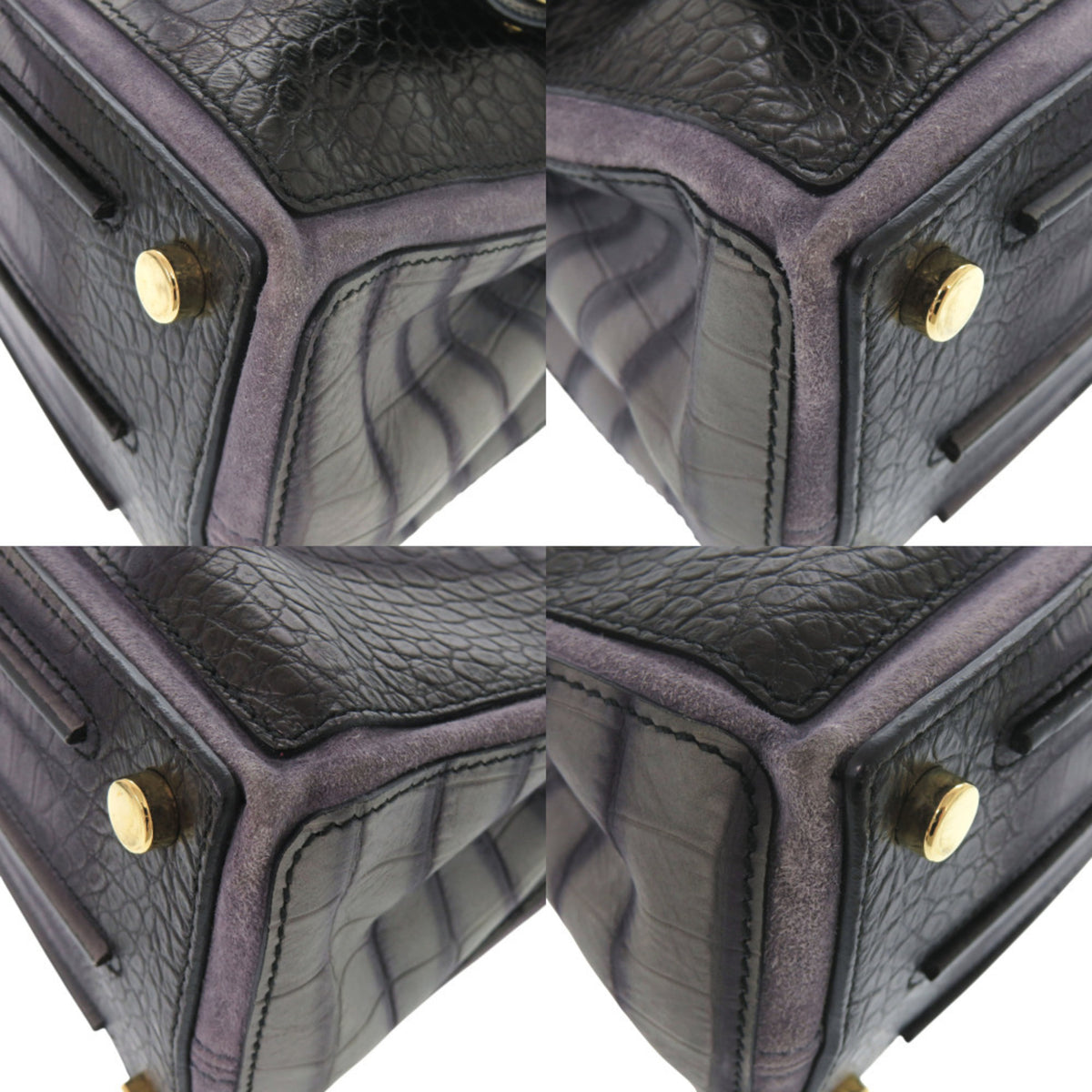 Yves Saint Laurent Black Gray Leather Handbag (Pre-Owned)