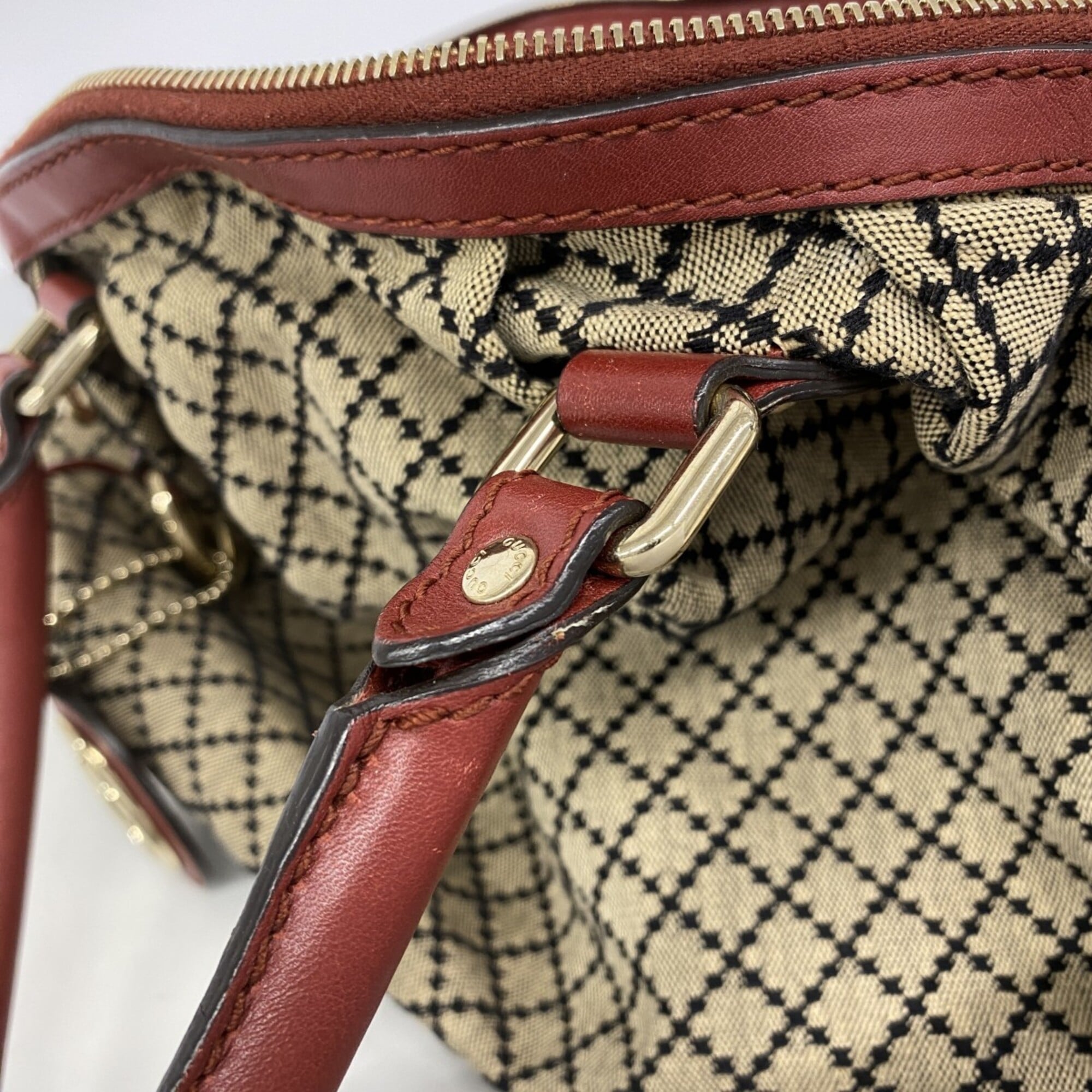 Gucci Black Bordeaux Canvas Tote Bag (Pre-Owned)