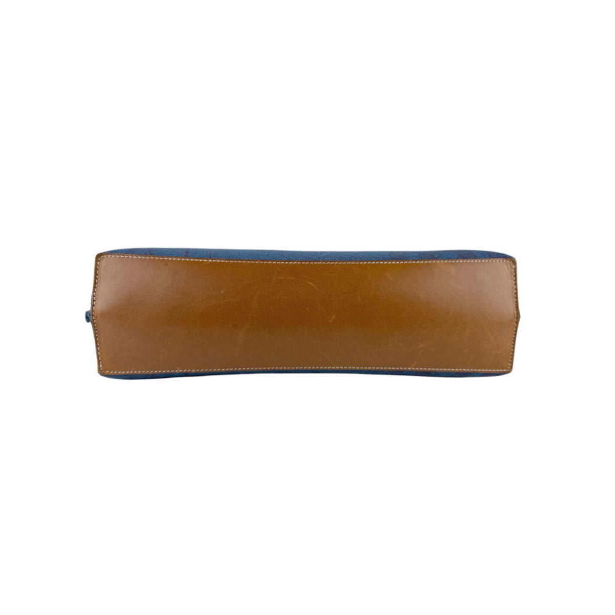 Hermes Blue Brown Felt Leather Shoulder Bag Tote Bag (Pre-Owned)