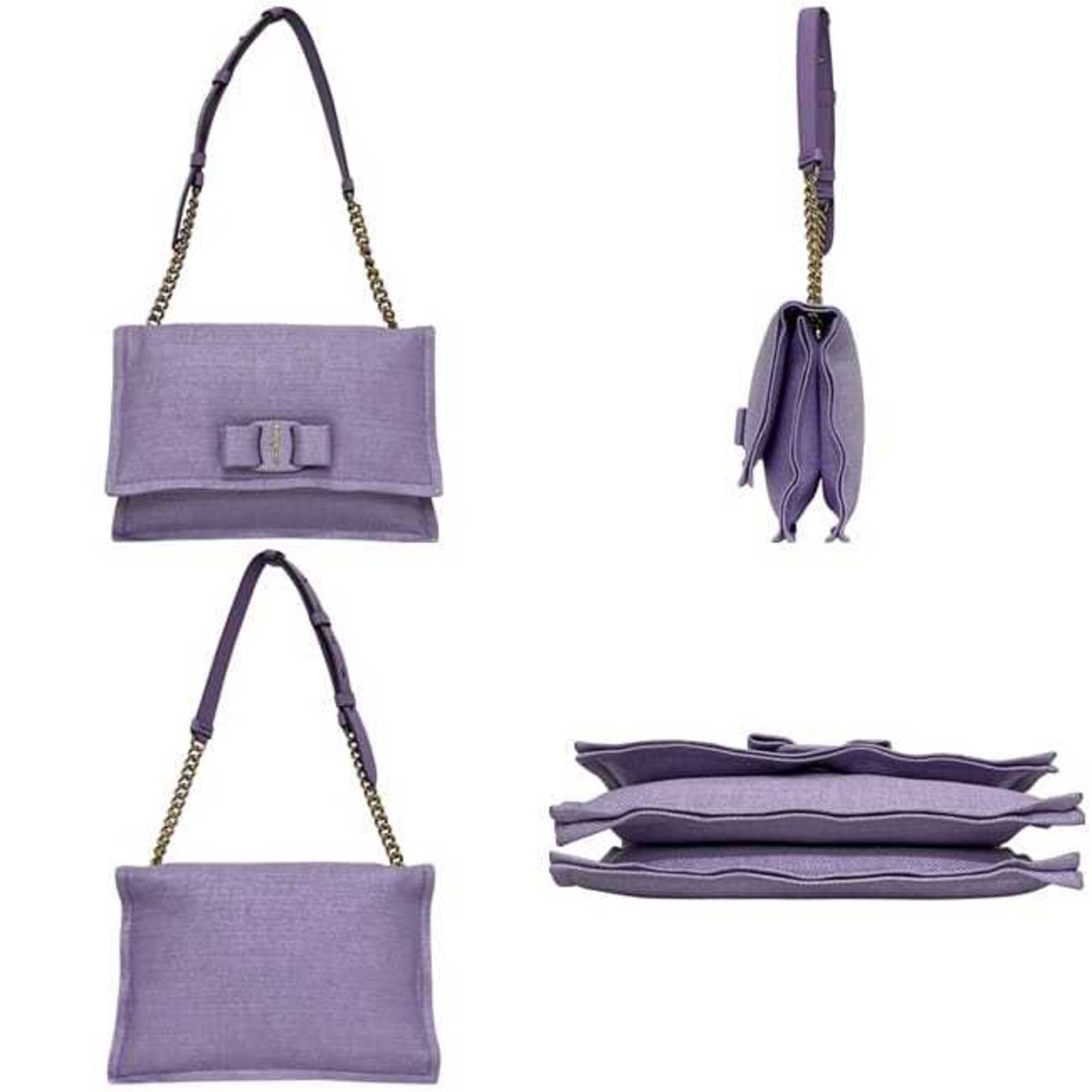 Salvatore Ferragamo Purple Coated Canvas Shoulder Bag (Pre-Owned)