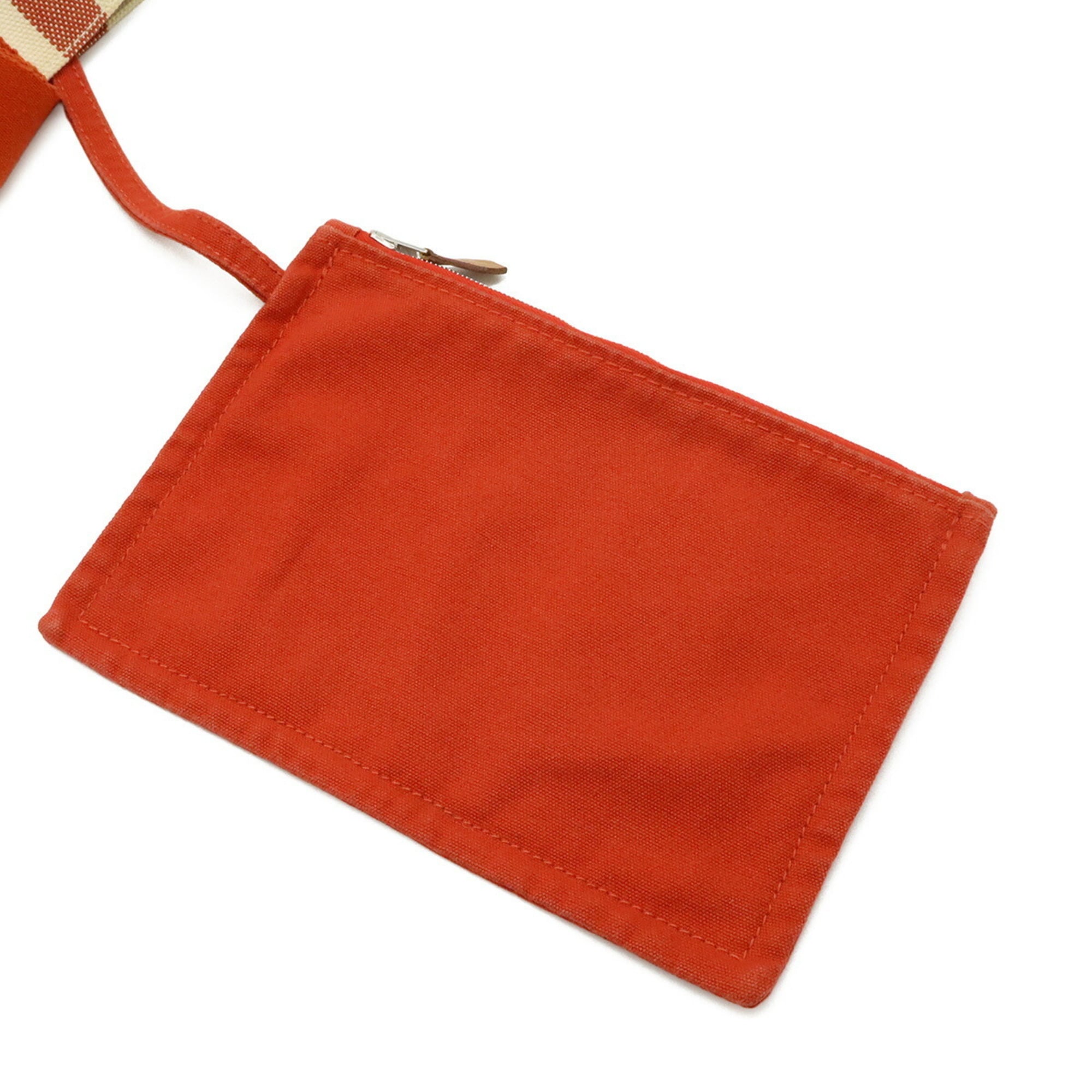 Hermes Ivory Red Color Canvas Handbag Tote Bag (Pre-Owned)
