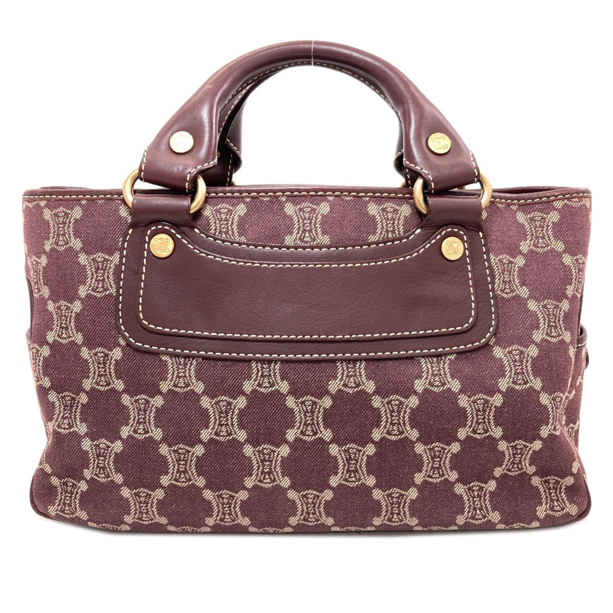Celine Bordeaux Canvas Handbag (Pre-Owned)