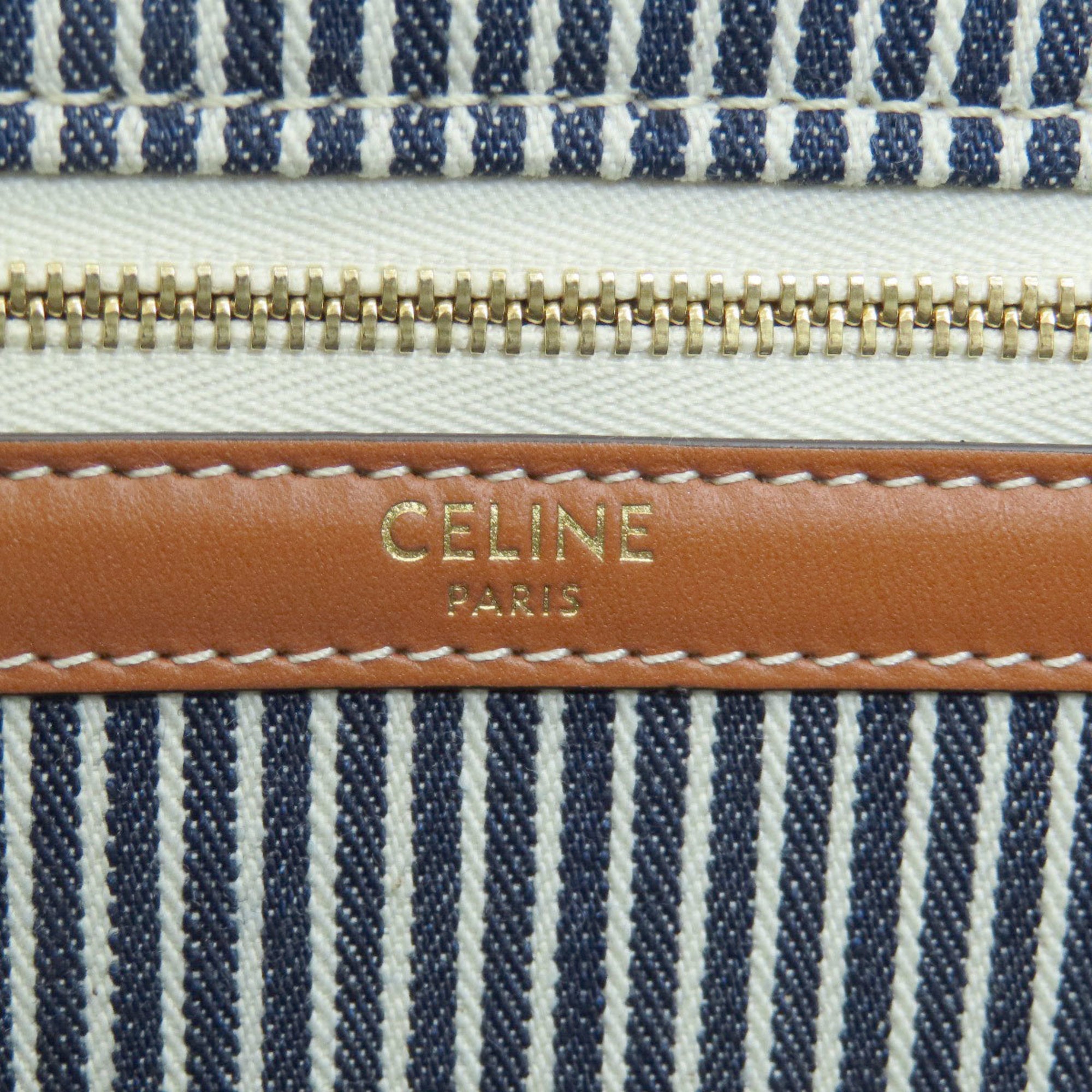 Celine Blue White Canvas Shoulder Bag (Pre-Owned)