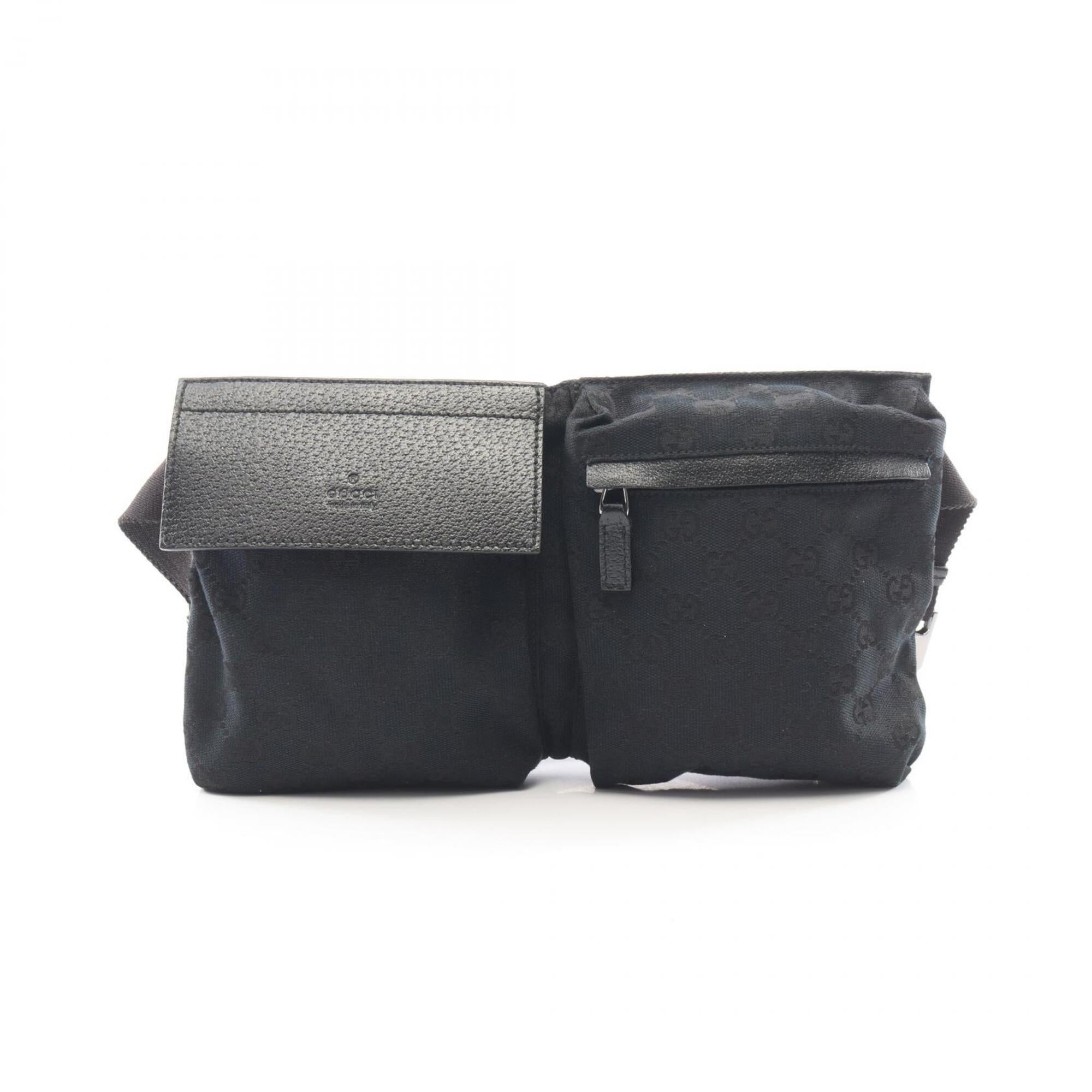 Gucci Black Canvas Leather Fanny Pack Handbag (Pre-Owned)